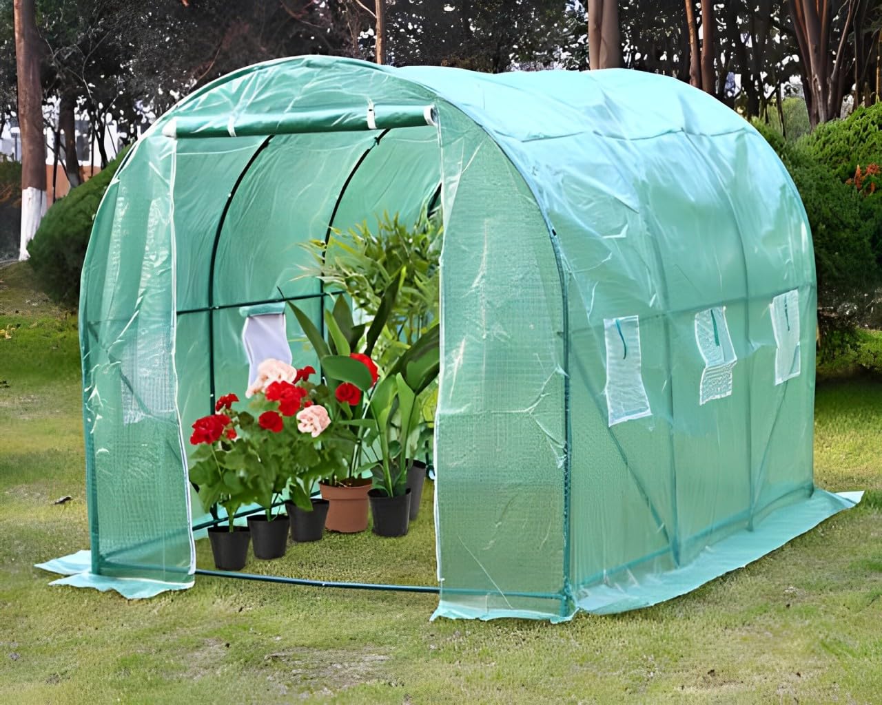 Walk-in Greenhouse Kit with Observation Windows - 10'x7'x7' Outdoor Plant Growing Tent for Vegetables, Flowers & Herbs | Perfect for Backyard Gardening & All-Season Plant Protection