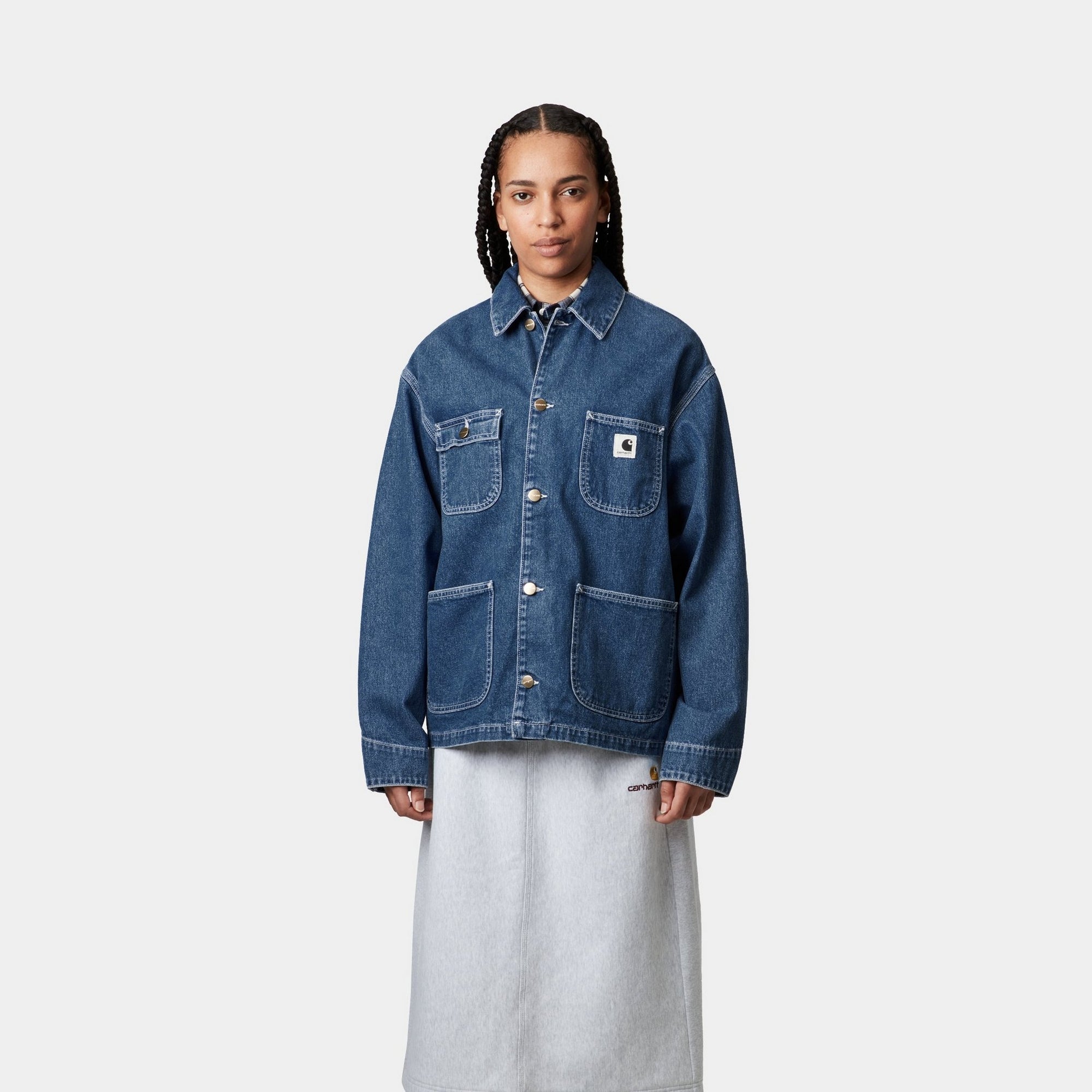 Women's OG Michigan Denim Jacket - Lightweight Spring Coat in Stone Washed Blue | Casual Outerwear for Everyday Wear & Outdoor Activities