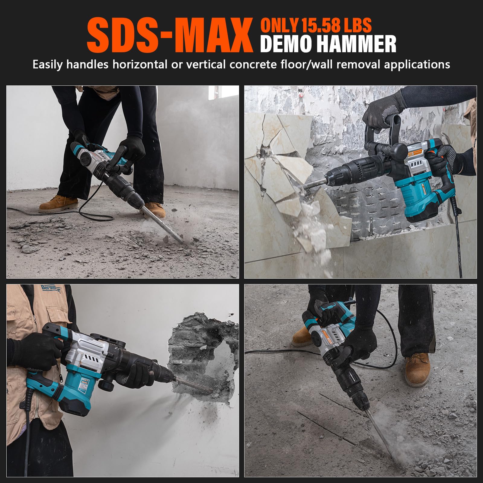 Berserker 1300W 16-Pound SDS-Max Demolition Jack Hammer - 1-9/16