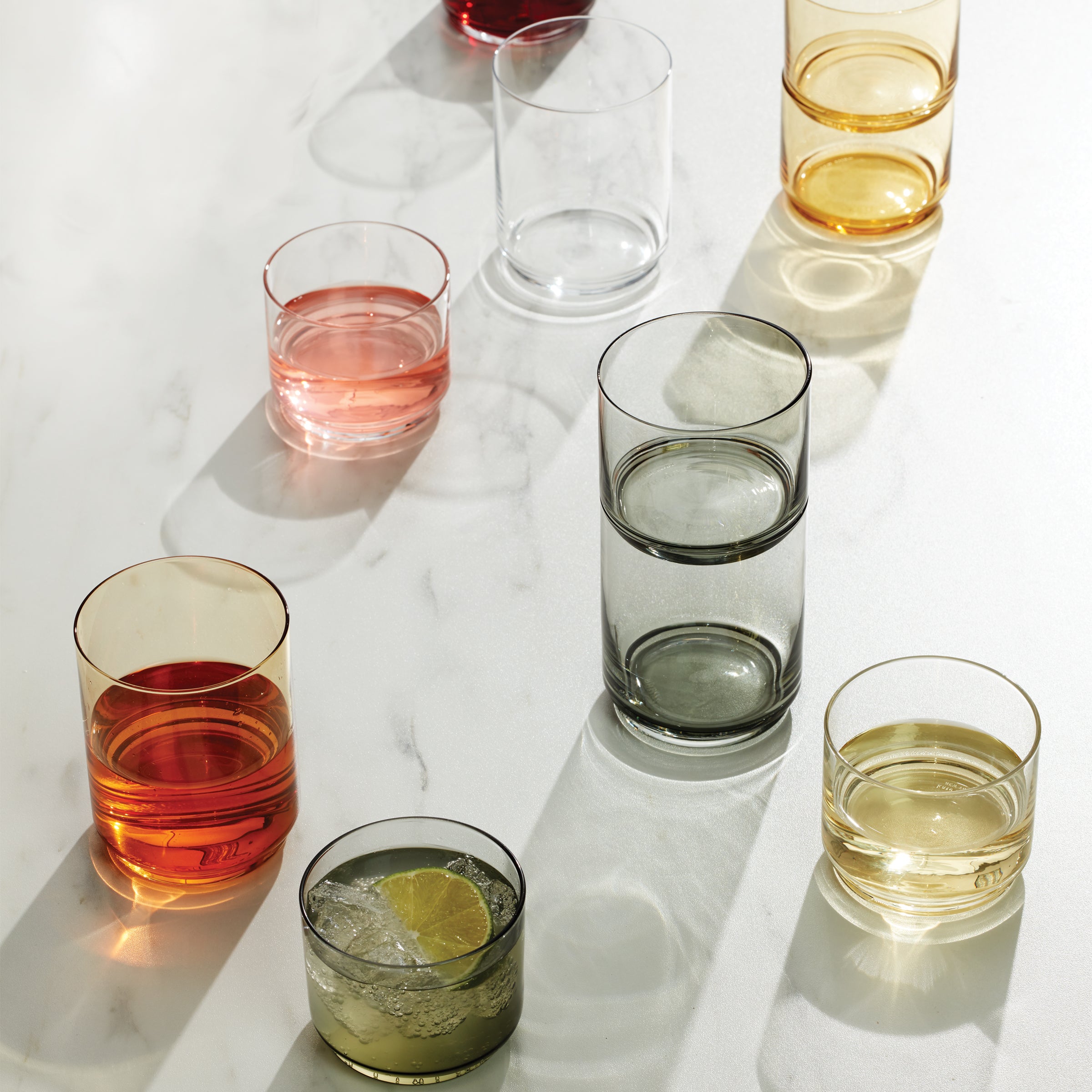 Tuscany Classics Stackable Amber Tall Glasses Set of 4 - Elegant Drinking Glasses for Wine, Cocktails & Iced Beverages - Perfect for Dinner Parties, Bars & Home Entertaining