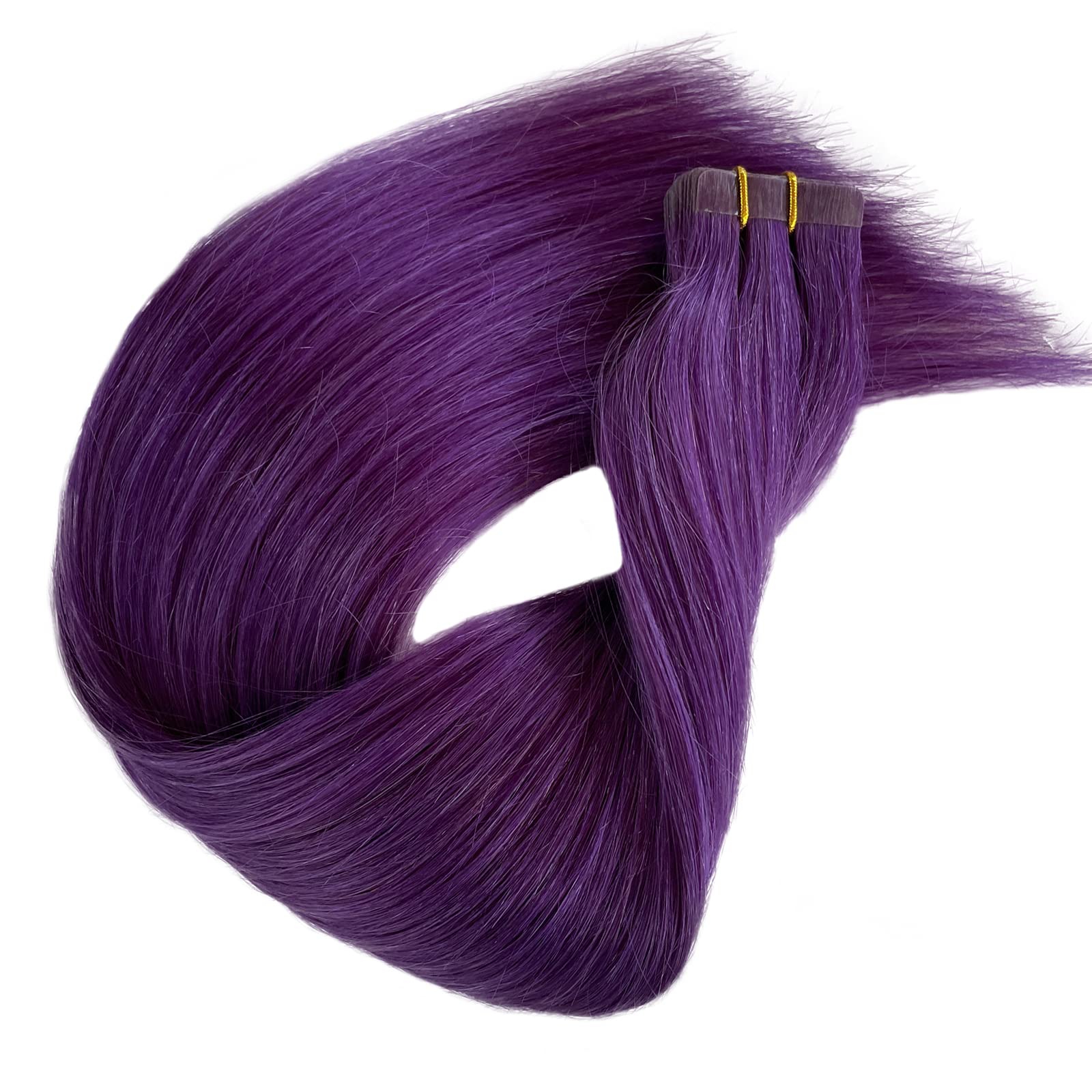 20 Pieces Purple Invisible Tape-in Hair Extensions 18 Inch 40g - 100% Human Hair for Volume & Length - Perfect for Parties, Weddings & Daily Styling