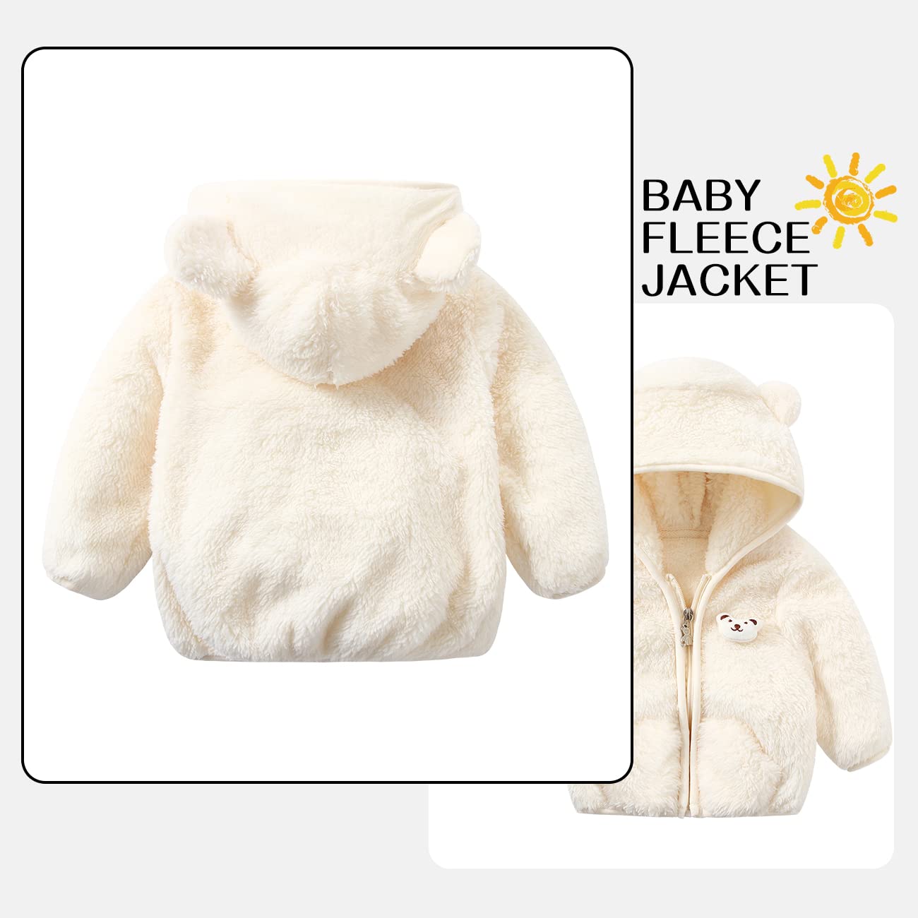 Baby Boys & Girls Fleece Jacket - Winter Warm Cozy Toddler Sweater for Outdoor Play & Daily Wear