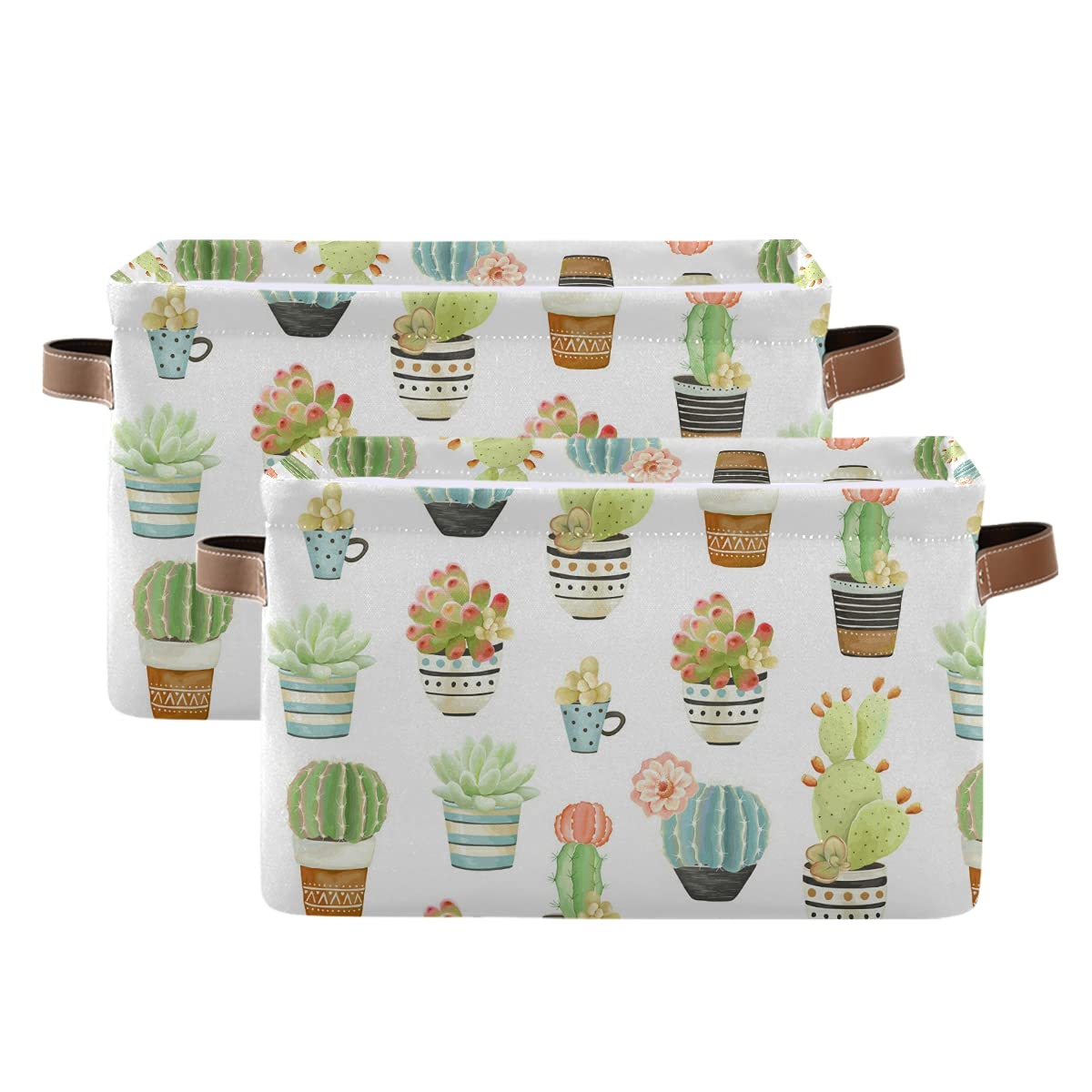 Collapsible Canvas Storage Basket - Large Toy & Laundry Hamper for Cacti, Succulents, Clothes & Baby Items (2-Pack) | Perfect for Bedroom, Nursery & Home Organization