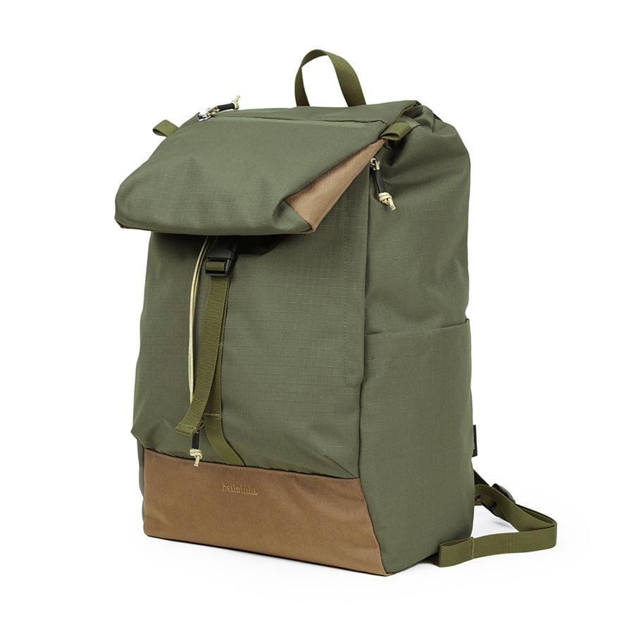 HELLOLULU Saro Utility Flap Backpack - Durable Molive Drab Tactical Backpack for Hiking, Travel & Outdoor Adventures