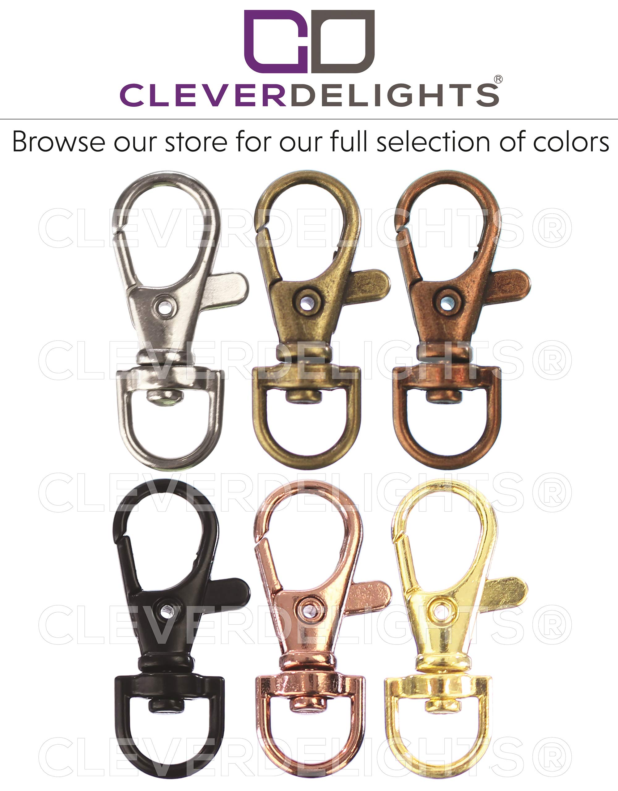 1.5 Inch Rose Gold Swivel Lobster Clasps - 50 Pack Jewelry Making Supplies for Necklaces, Bracelets & Keychains - CleverDelights