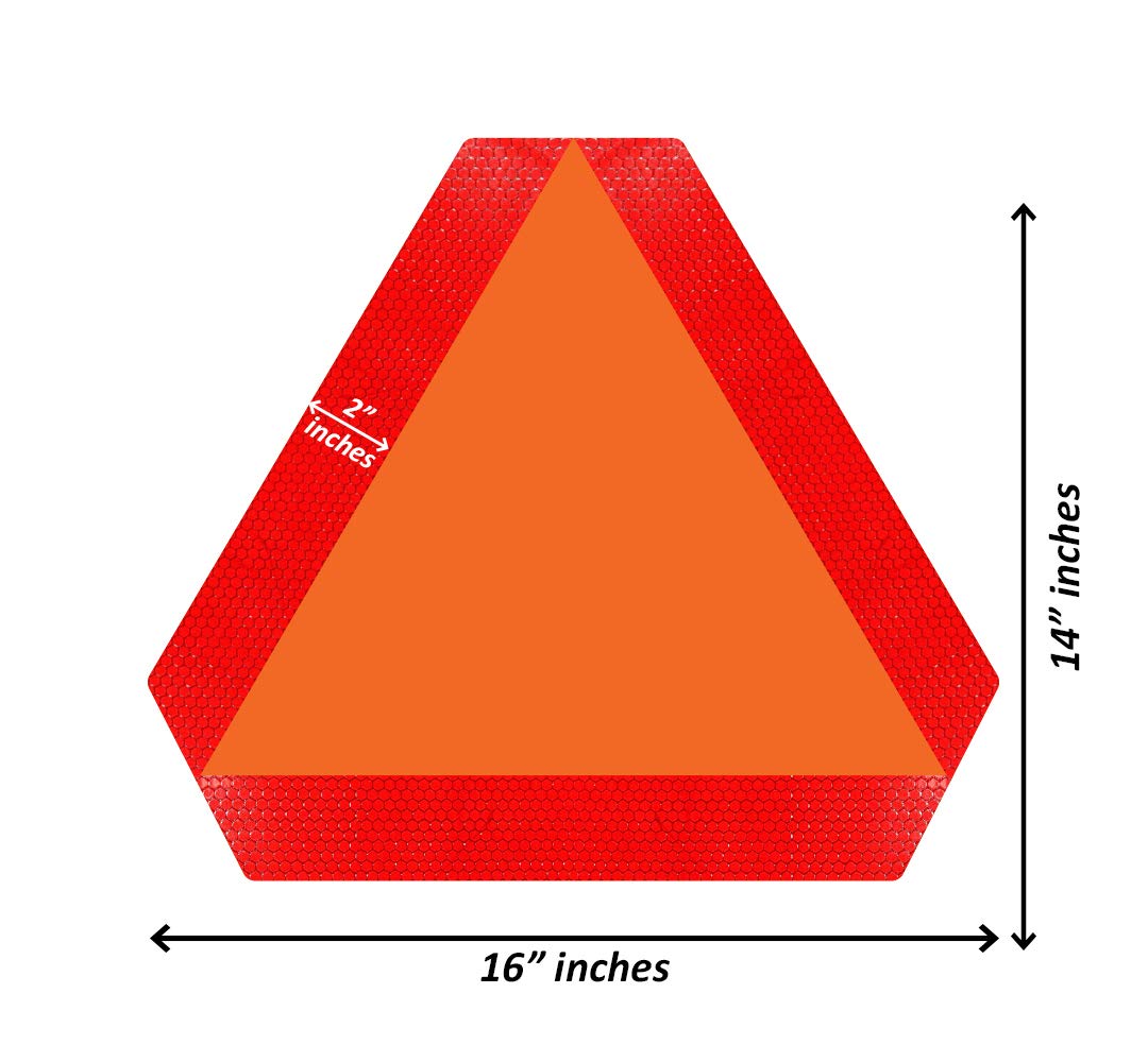 IGNIXIA Slow Moving Vehicle Sign (Pack of 2) - 14”x16” Orange PVC Vinyl Decal with Reflective Border - Safety Triangle Sticker for UTV, Tractors & Farm Equipment - High Visibility Road Safety Warning for Slow Moving Vehicles