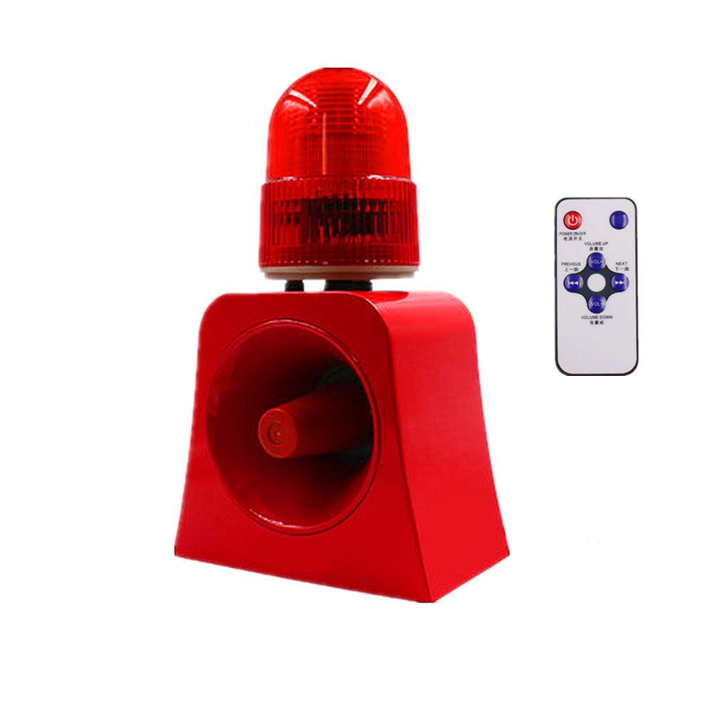 Industrial Grade 120dB Sound & Flashing Light Alarm Siren with Custom Voice - Emergency Warning System, USB Port, AC 110V (Model SF-503) for Warehouse, Construction Site & Outdoor Security