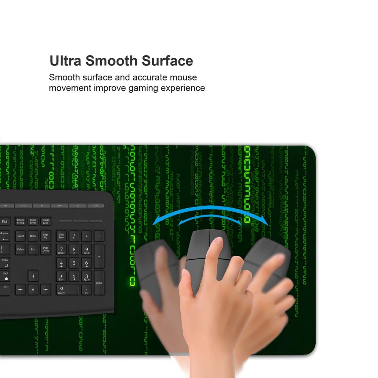 Large Gaming Mouse Pad 31.5x11.8 Inch - Green & Black Number Design Extended Keyboard Mousepad Desk Mat for PC, Laptop, Office & Gaming Setup - Perfect for Esports, Work & Home Office Use