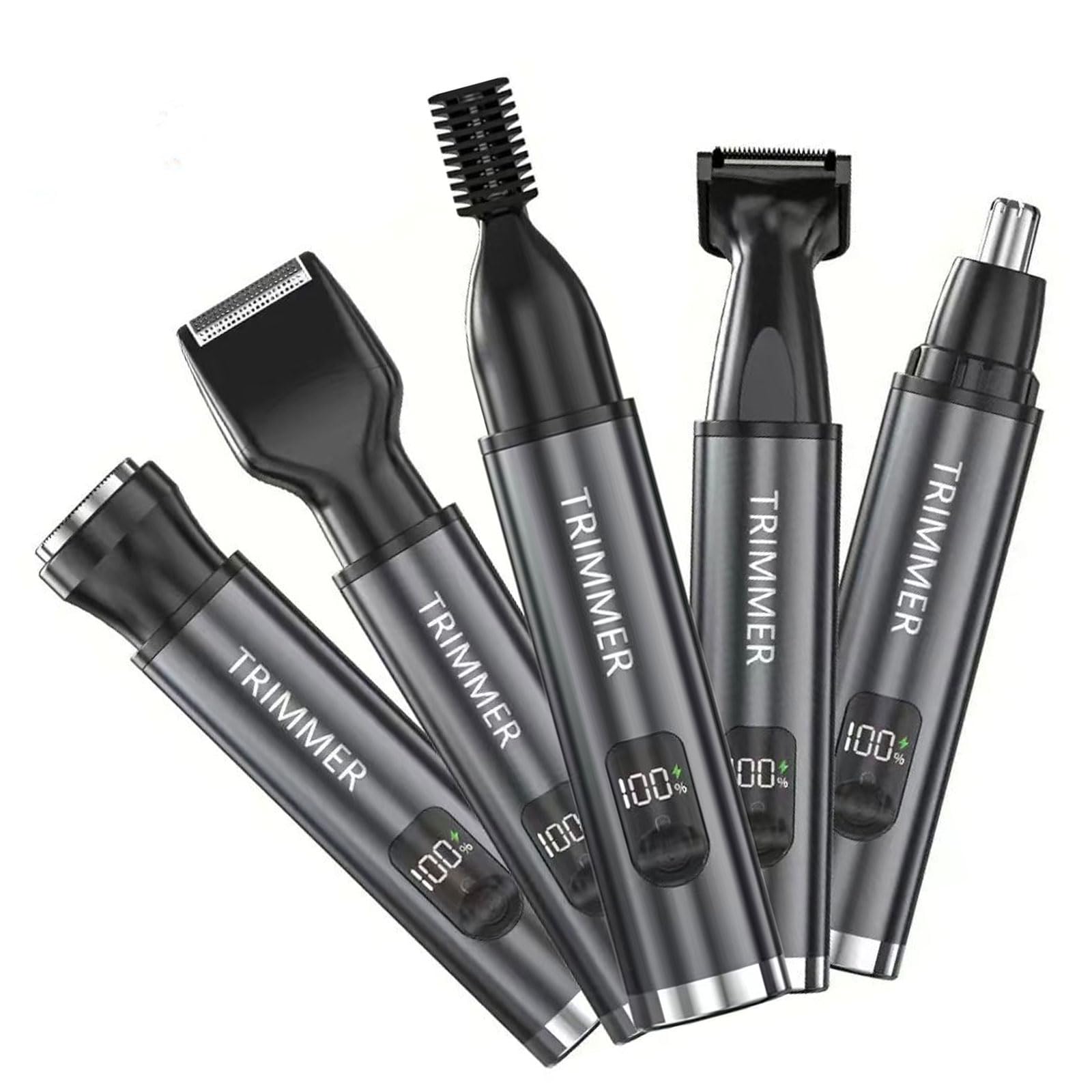 5-in-1 Electric Beard Trimmer & Nose Hair Shaver - Professional Grooming Kit for Men with Multiple Attachments - Perfect for Home, Travel, and Gift Giving