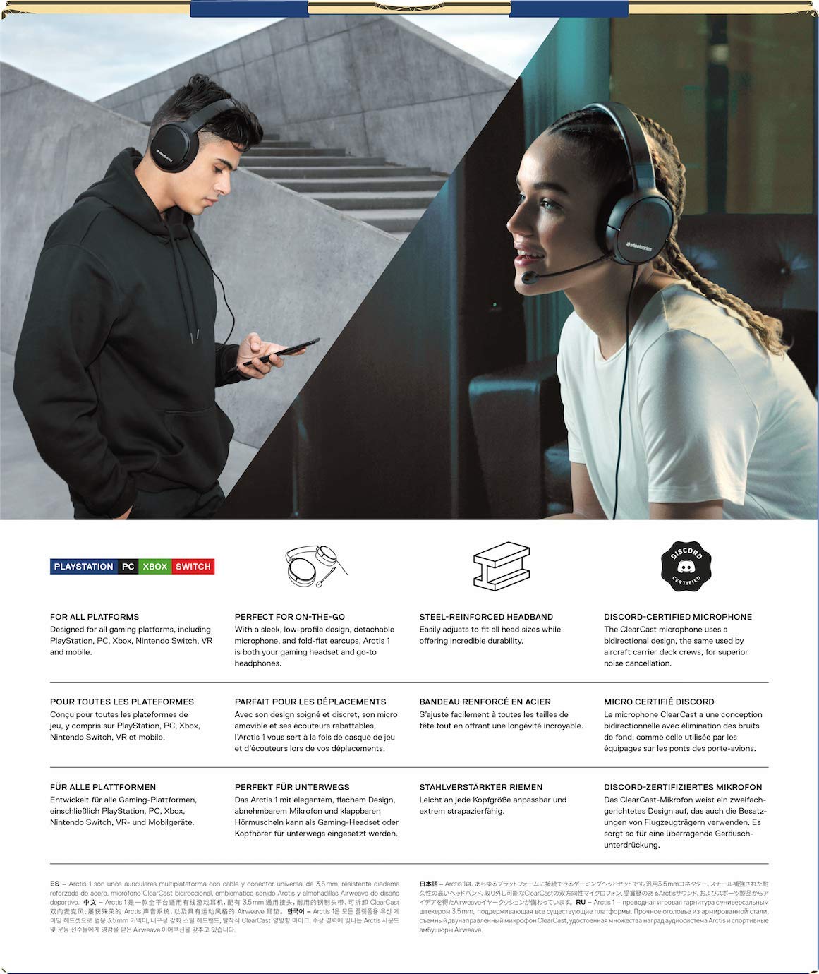 SteelSeries Arctis 1 Wireless Gaming Headset - Multi-Platform Compatible (PS5, PS4, PC, Xbox, Switch, Mobile) with Detachable ClearCast Mic - Perfect for Competitive Gaming & Streaming