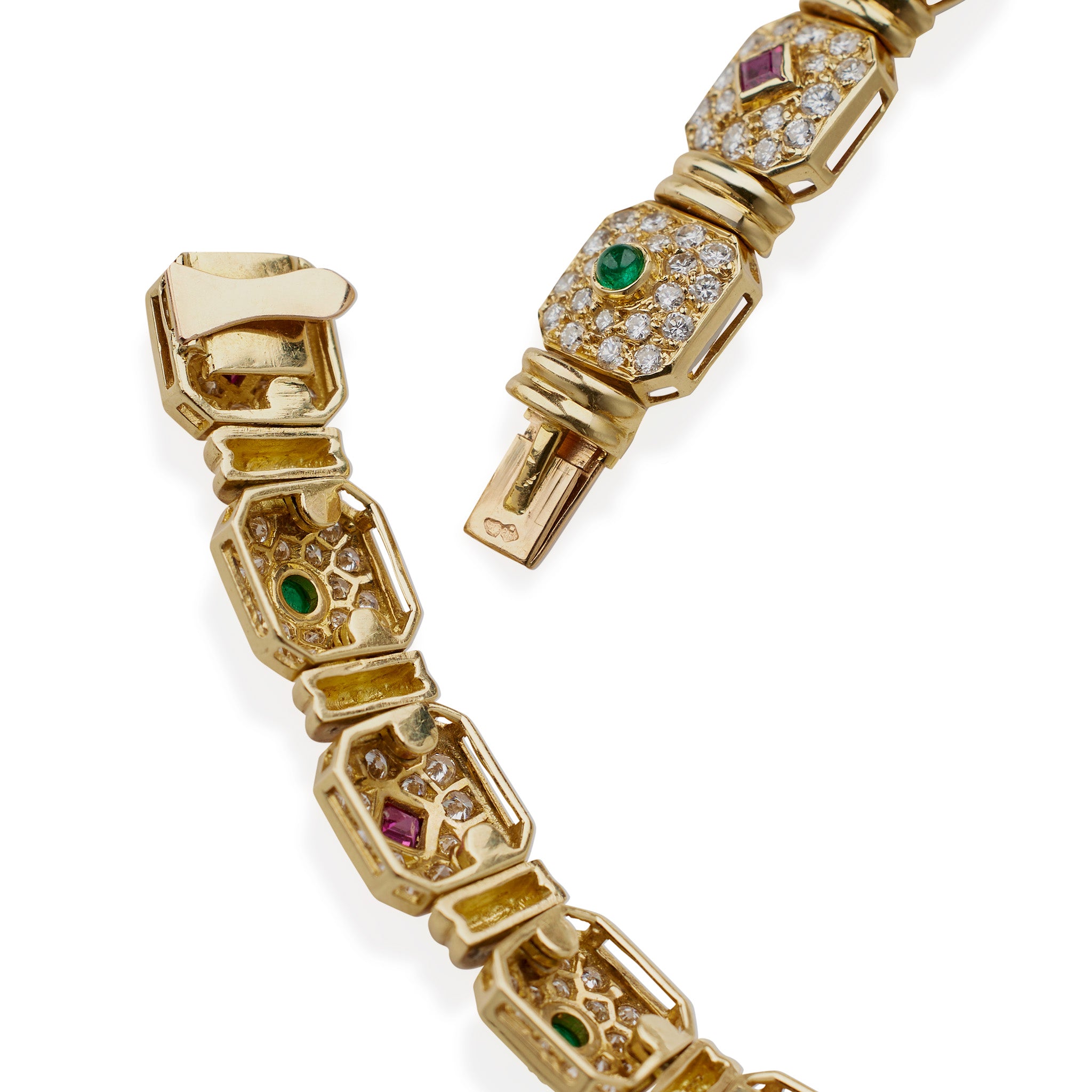 Péry et Fils Paris Diamond Ruby Emerald Necklace - Luxury Jewelry for Women, Elegant Gift for Anniversary, Wedding & Special Occasions
