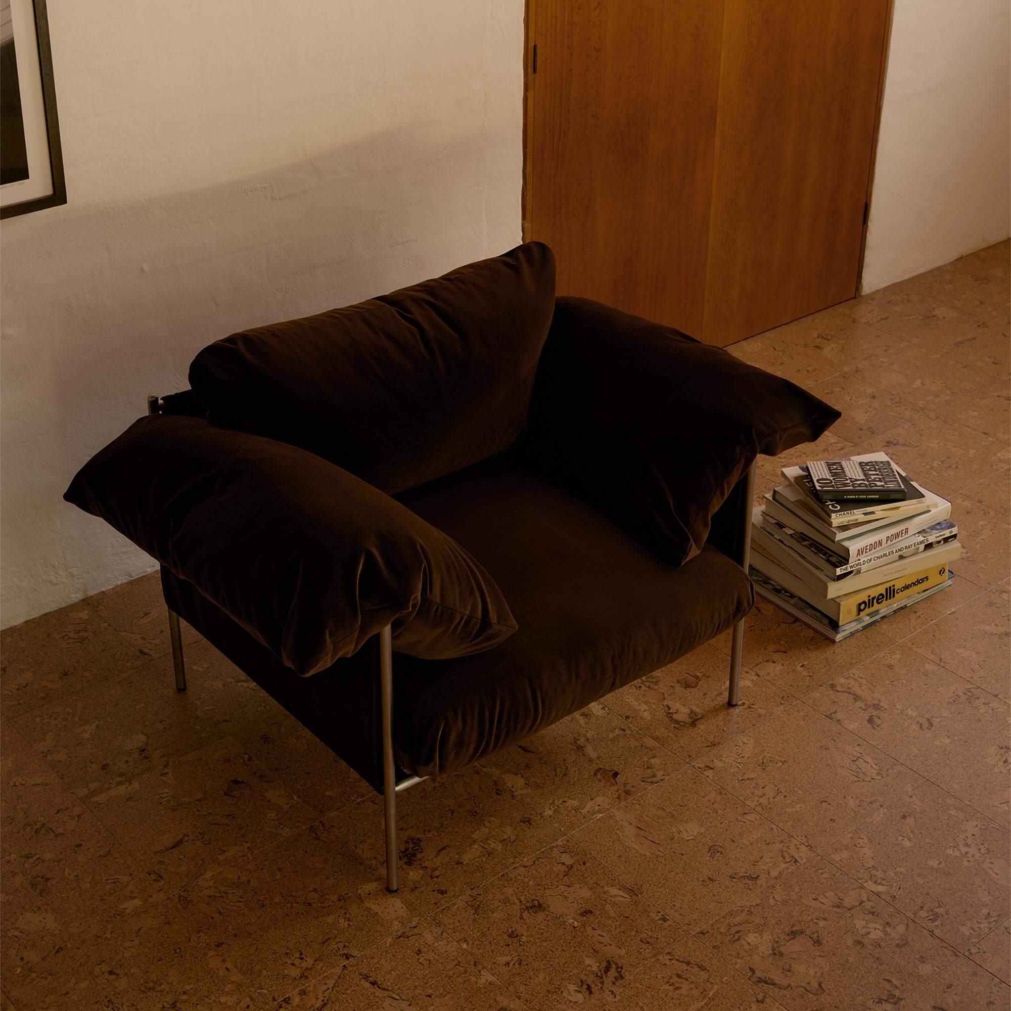 Alva Armchair with Brushed Steel Frame & Avalon Piccolo Fabric - Modern Accent Chair for Living Room, Bedroom or Office