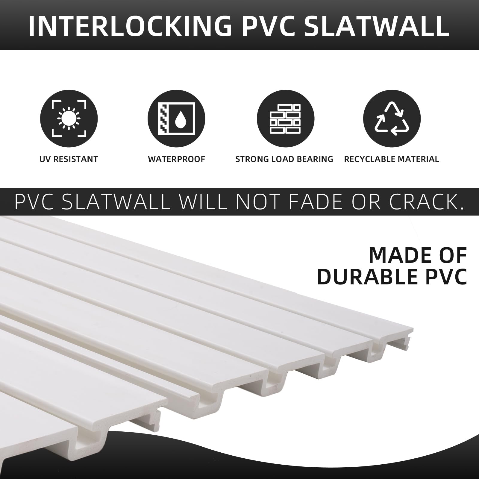 White PVC Slat Wall Paneling 2 Pack (4'x8') - Garage Wall Organizer for Tools, Ladder & Bike Storage - Durable Slatwall Panels for Home, Workshop & Garden Organization