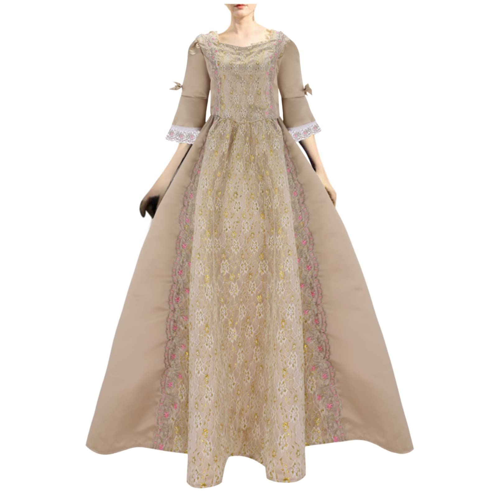 XiangDd Women's Plus Size Gothic Vintage Long Dress - Steampunk Retro Casual Dress for Juniors, Perfect for Cosplay, Halloween, and Themed Parties