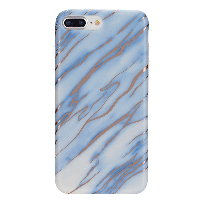 Sky Blue Rose Gold Chrome Marble iPhone Case - Elegant Protective Cover for iPhone 12/13/14 Pro Max | Perfect for Everyday Use, Travel & Gift Giving