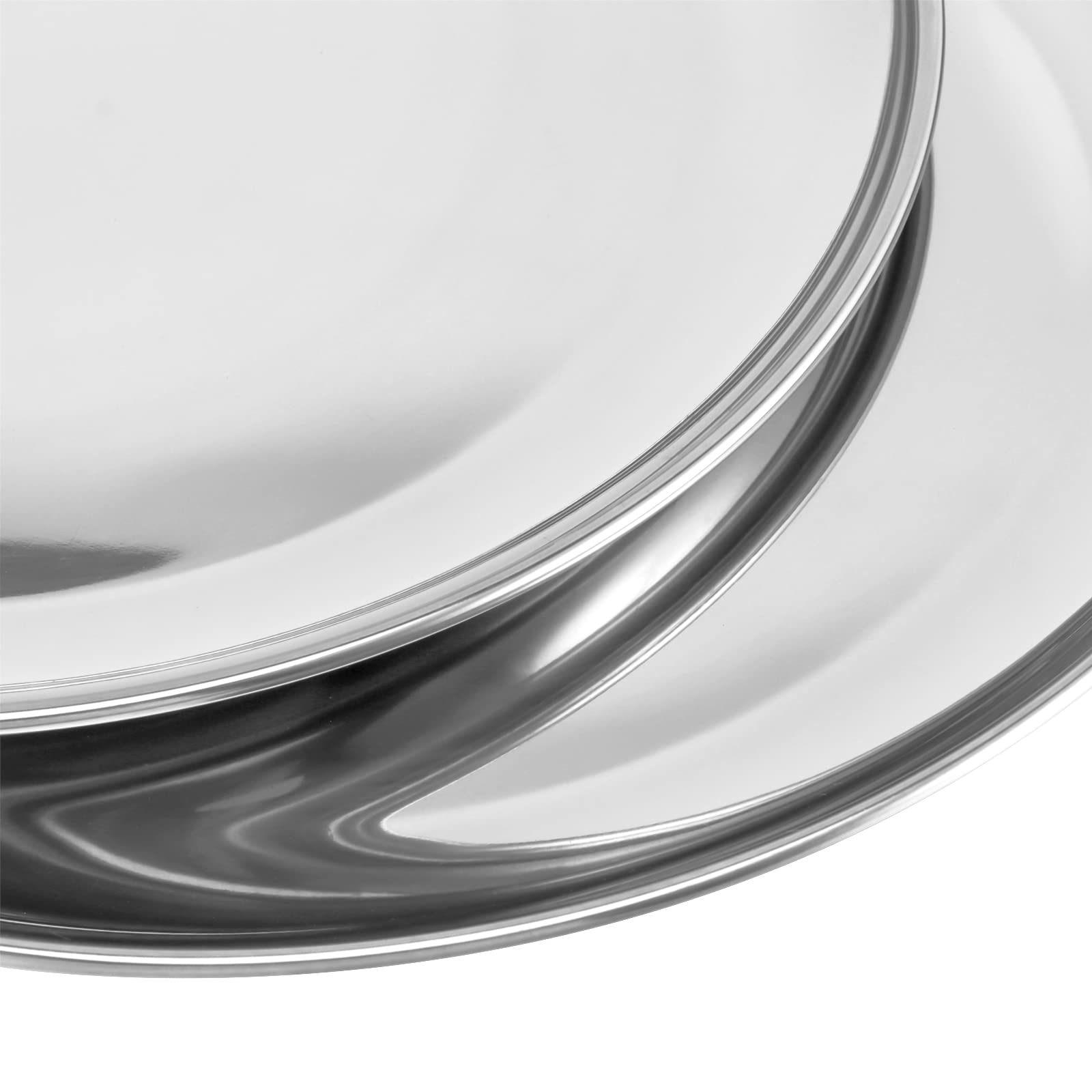 FUNSUEI 5-Pack 12 Inch Stainless Steel Dinner Plates - Mirror Polished Double Layer Metal Plates for Home Kitchen, Restaurant, Camping, BBQ & Party Serving | Durable & Elegant Round Platters for Indoor & Outdoor Dining