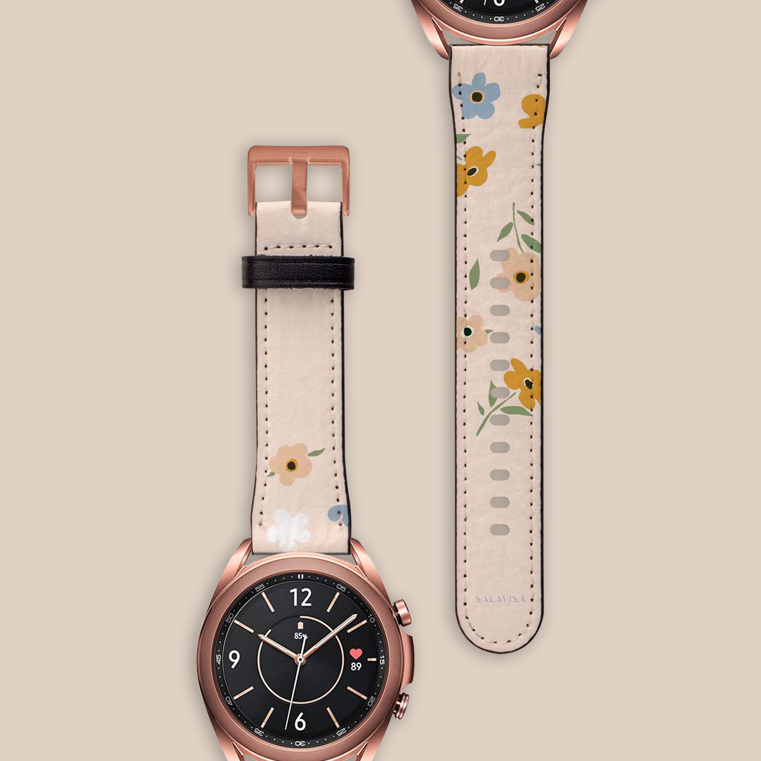 Pink Floral Galaxy Watch Band for Women - Stylish & Comfortable Smartwatch Strap for Galaxy Watch 4/5/6 - Perfect for Workouts, Office & Everyday Wear