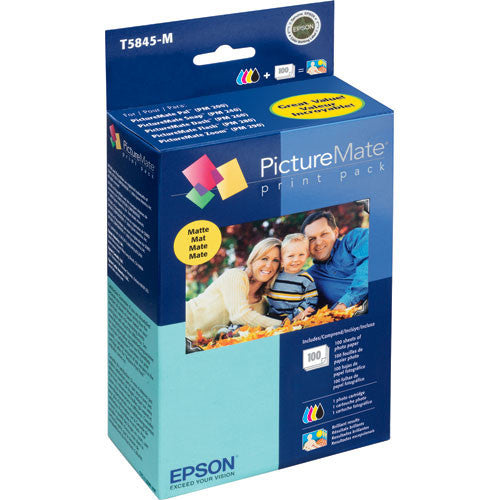 Epson PictureMate 200 Series Print Pack Matte (100 Sheets) - Premium Photo Paper for Home Printing, Scrapbooking & Photo Gifts