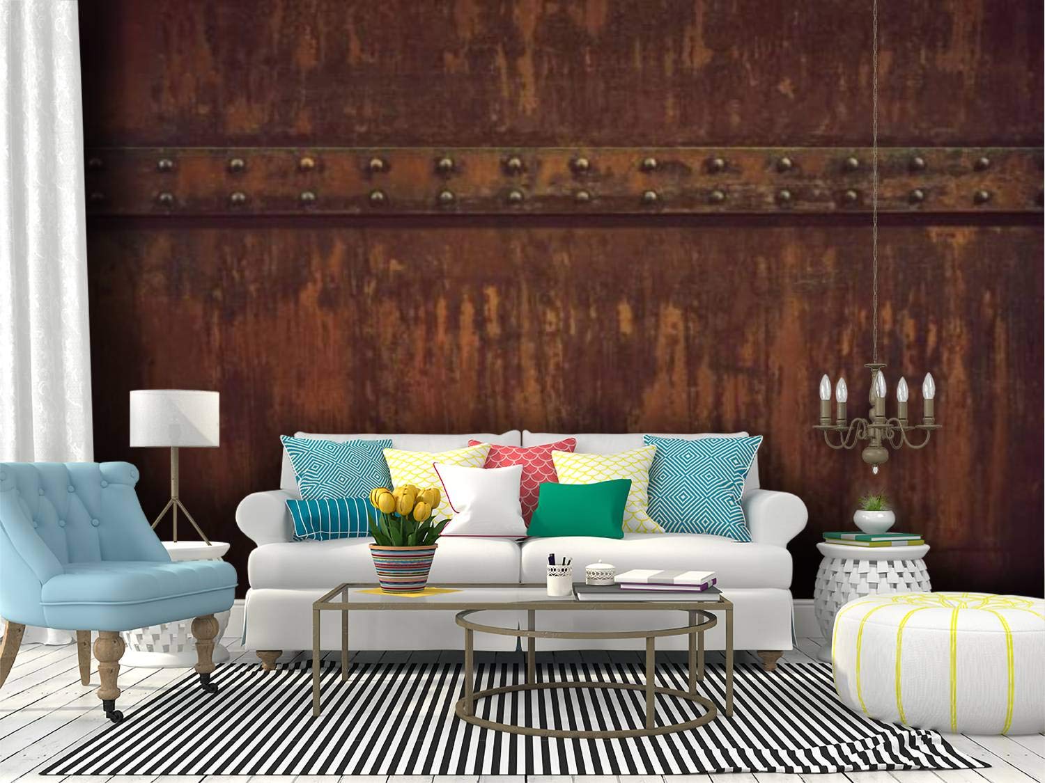 Rusty Metal Nautical Background Peel and Stick Wallpaper - Self-Adhesive Vinyl Wall Mural, Large Removable Wall Sticker for Home Decor | Perfect for Living Rooms, Bedrooms & Office Spaces