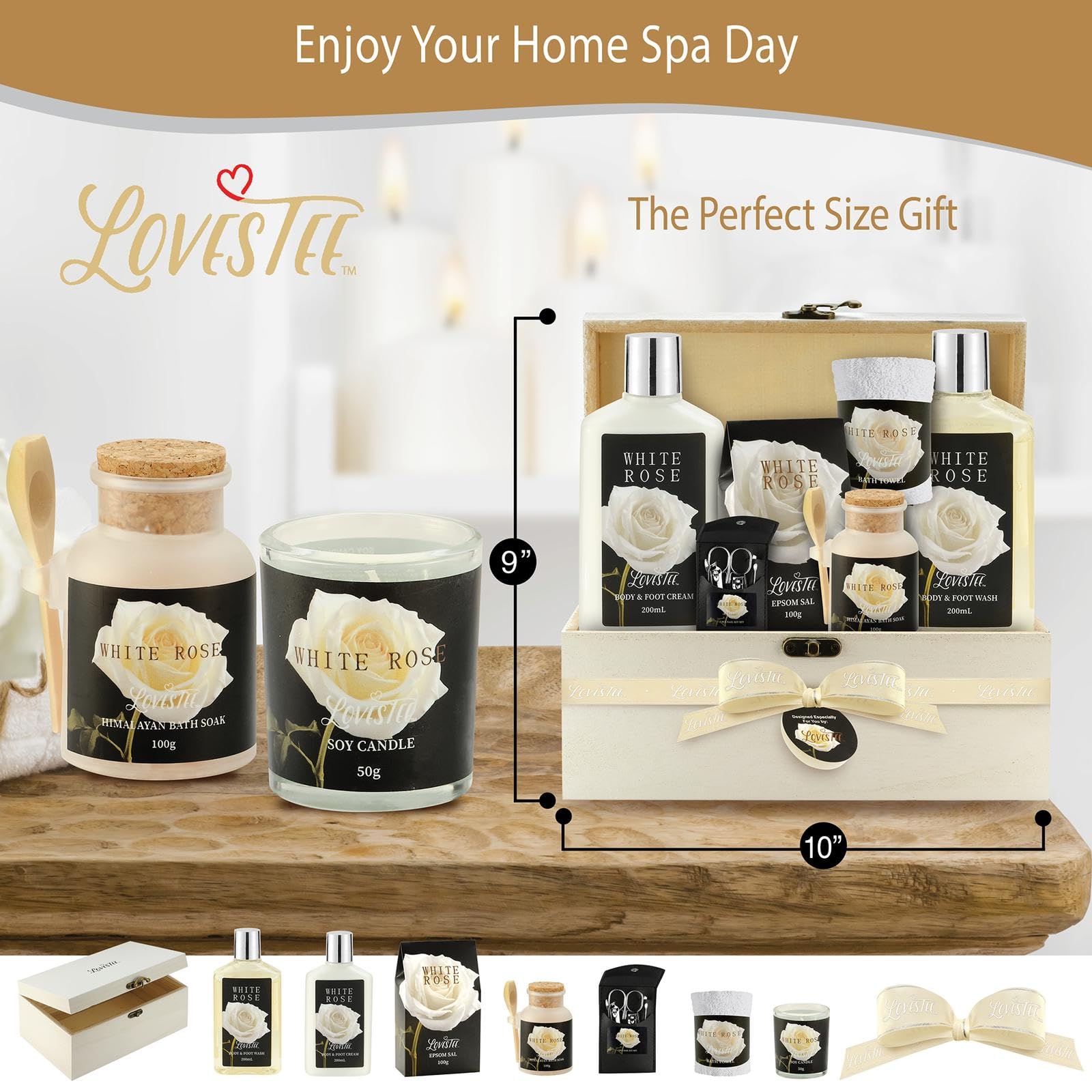 14-Piece Aromatherapy Bath Gift Set for Women - Spa Basket with Scented Candle, Body Wash, Moisturizing Cream, Bath Soak, Epsom Salt, Soft Towel & Nail Care Kit - Relaxing Self Care & Pampering Spa Gift for Women, Mom, Her - Perfect for Birthday, Anniversary, Mother's Day & Stress Relief