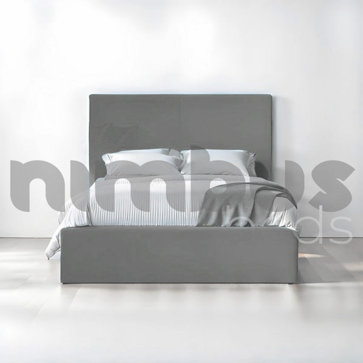 Modern Two Square Panel Bed Frame - Queen Size, Sturdy Wooden Platform Bed with Headboard & Footboard - Perfect for Bedrooms, Guest Rooms & Apartments