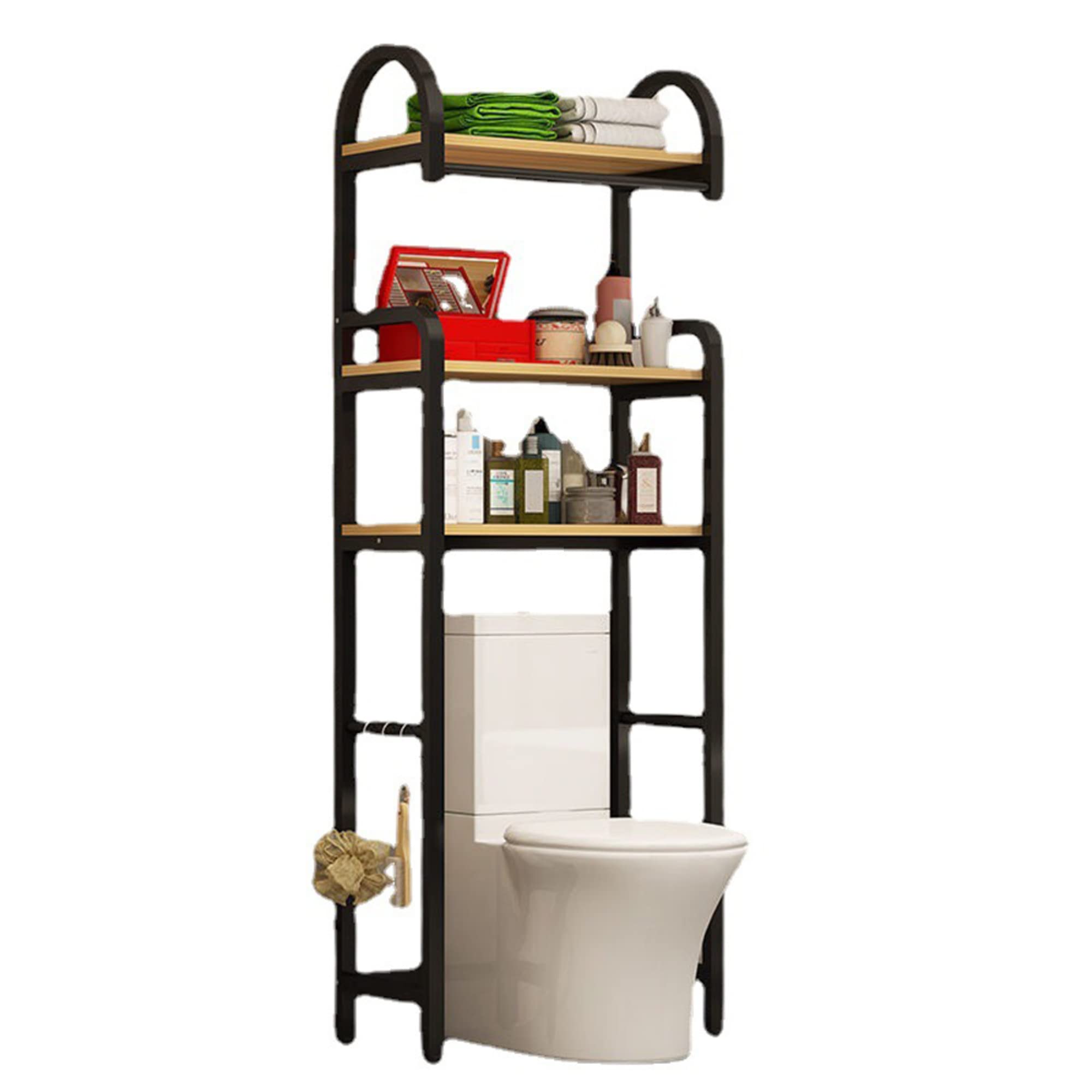 Over-The-Toilet Storage Shelf Tower | Bathroom Space Saving Organizer Cabinet | Open Shelving Unit for Toilet Paper, Towels & Bath Essentials | Perfect for Small Bathrooms & Apartment Living