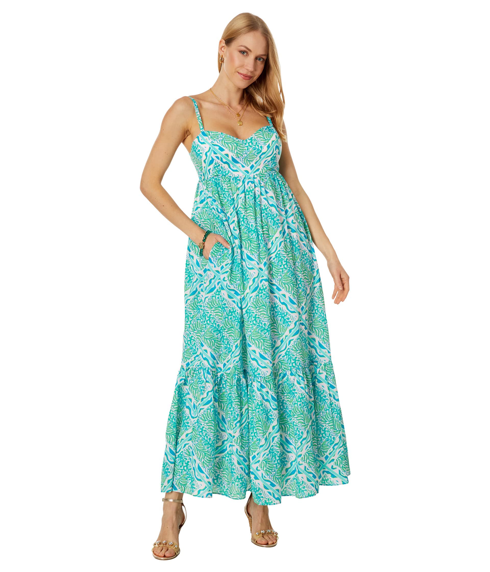 Lilly Pulitzer Heidi Floral Cotton Maxi Dress for Women - Summer Beach Vacation & Boho Style Outfit