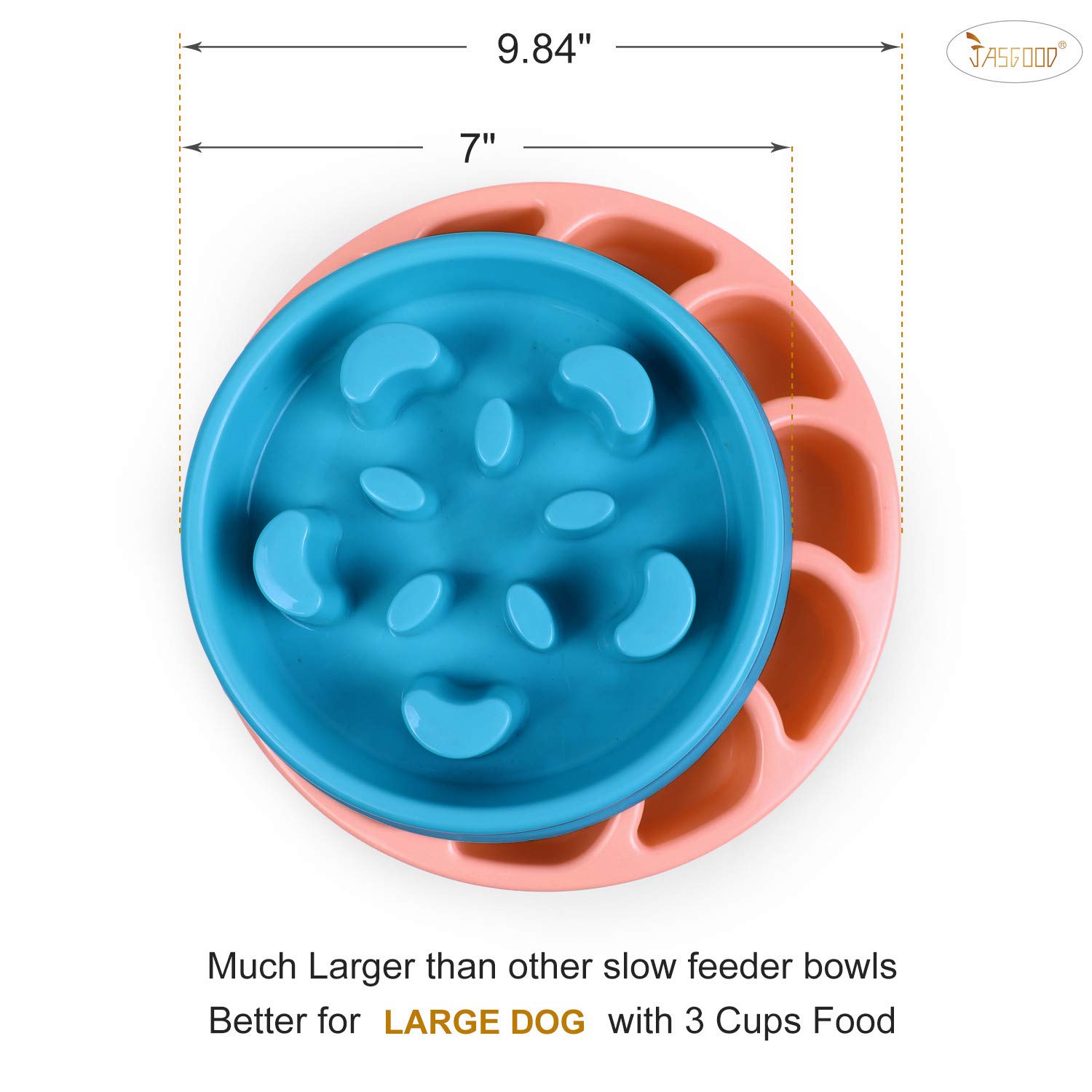 **JASGOOD Slow Feeder Dog Bowl for Large Dogs - Anti-Gulping Pet Bowl to Prevent Bloating & Improve Digestion - Perfect for Fast Eaters & Mealtime Enrichment**