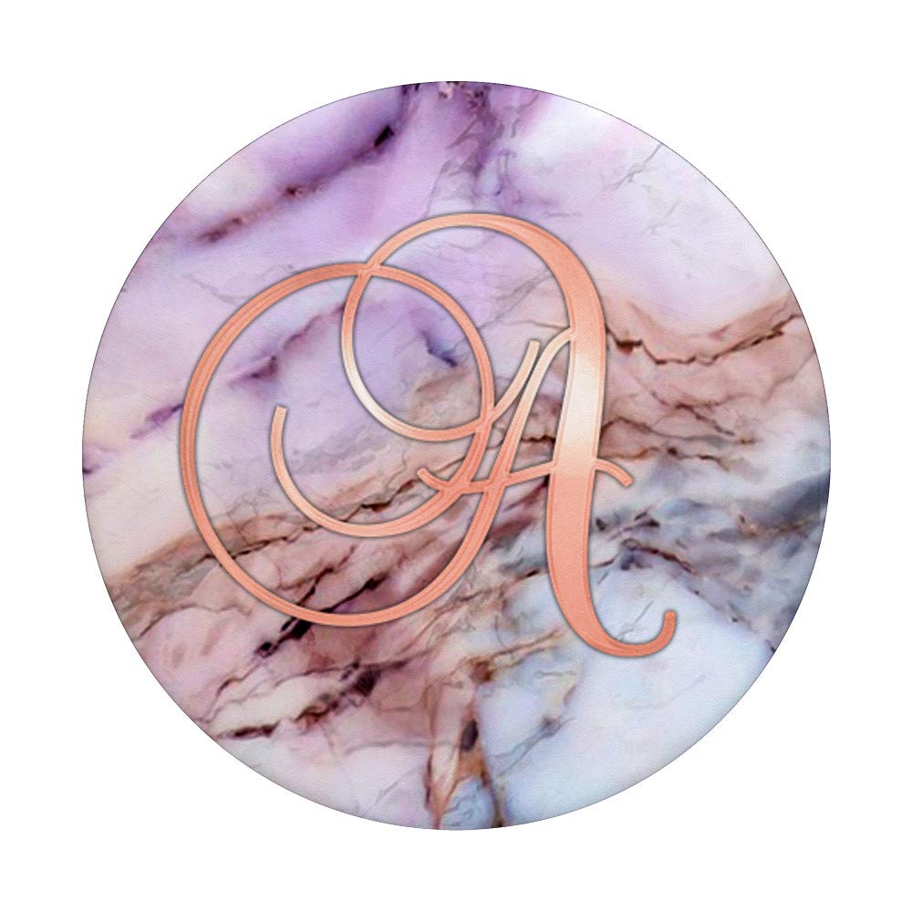 Golden Rose Letter A Initial Necklace - Purple Pink Marbled Pendant for Women, Elegant Personalized Jewelry Gift for Birthday, Anniversary & Valentine's Day