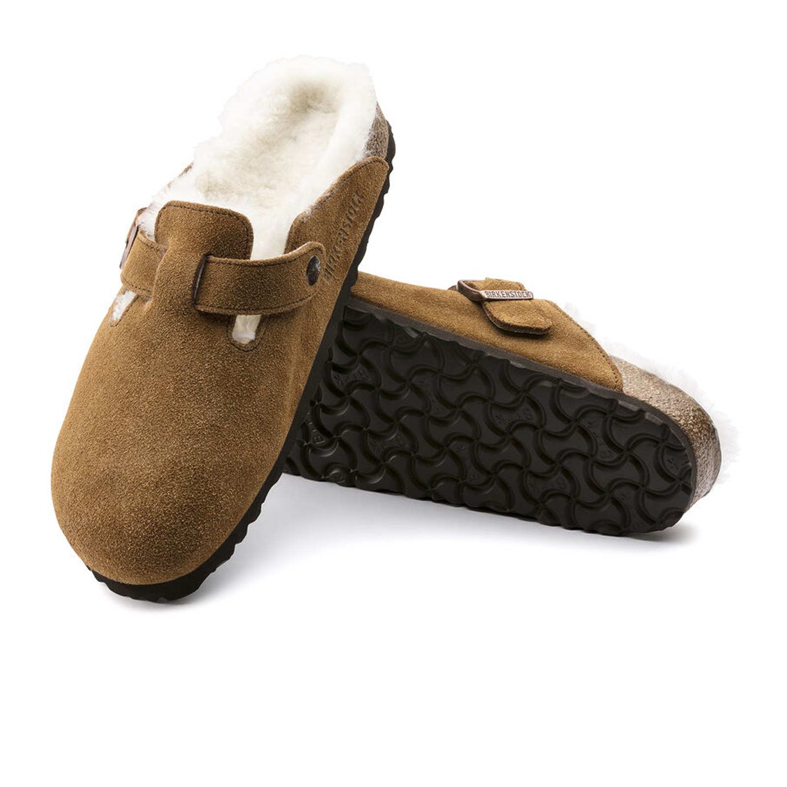 Birkenstock Boston Clog for Women - Soft Mink Suede Upper with Natural Shearling Lining | Comfortable House Slippers & Casual Outdoor Shoes for Everyday Wear