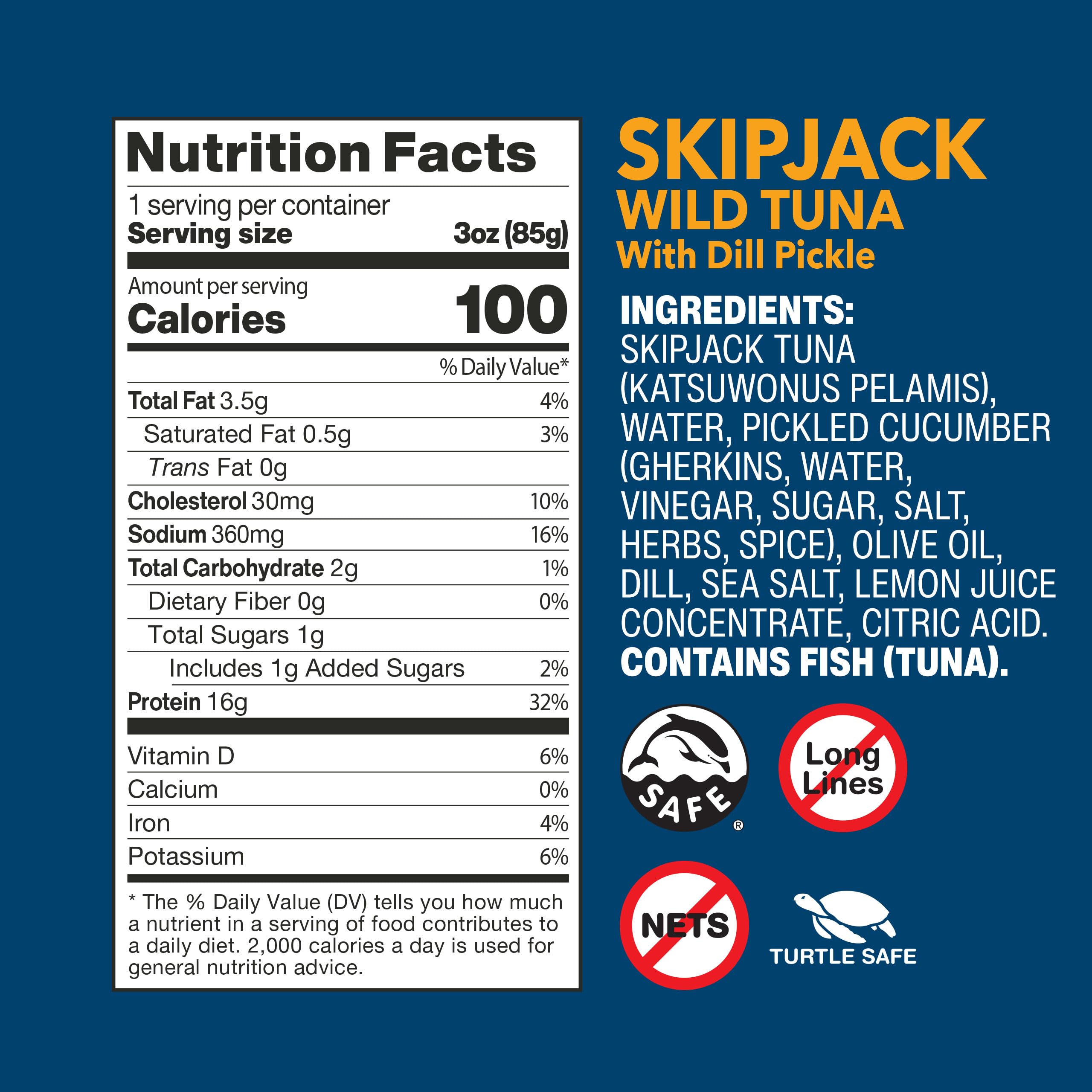 Wild Planet Wild Skipjack Tuna with Dill Pickle - Sustainably Wild-Caught Canned Tuna, 3 oz (Pack of 12) - Perfect for Salads, Sandwiches, and Keto Meals