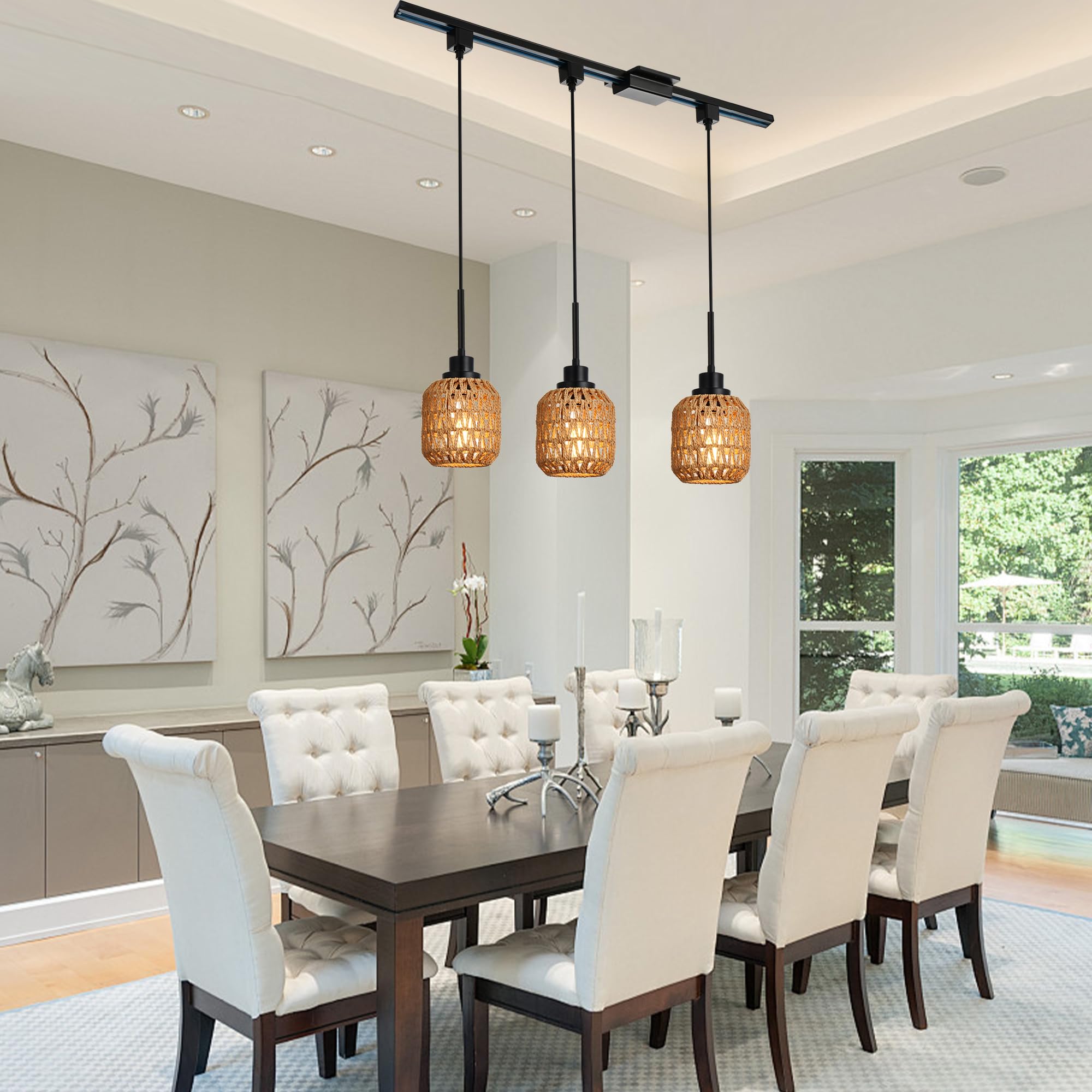 3-Light H-Shaped Track Lighting Pendant Set with 39.3