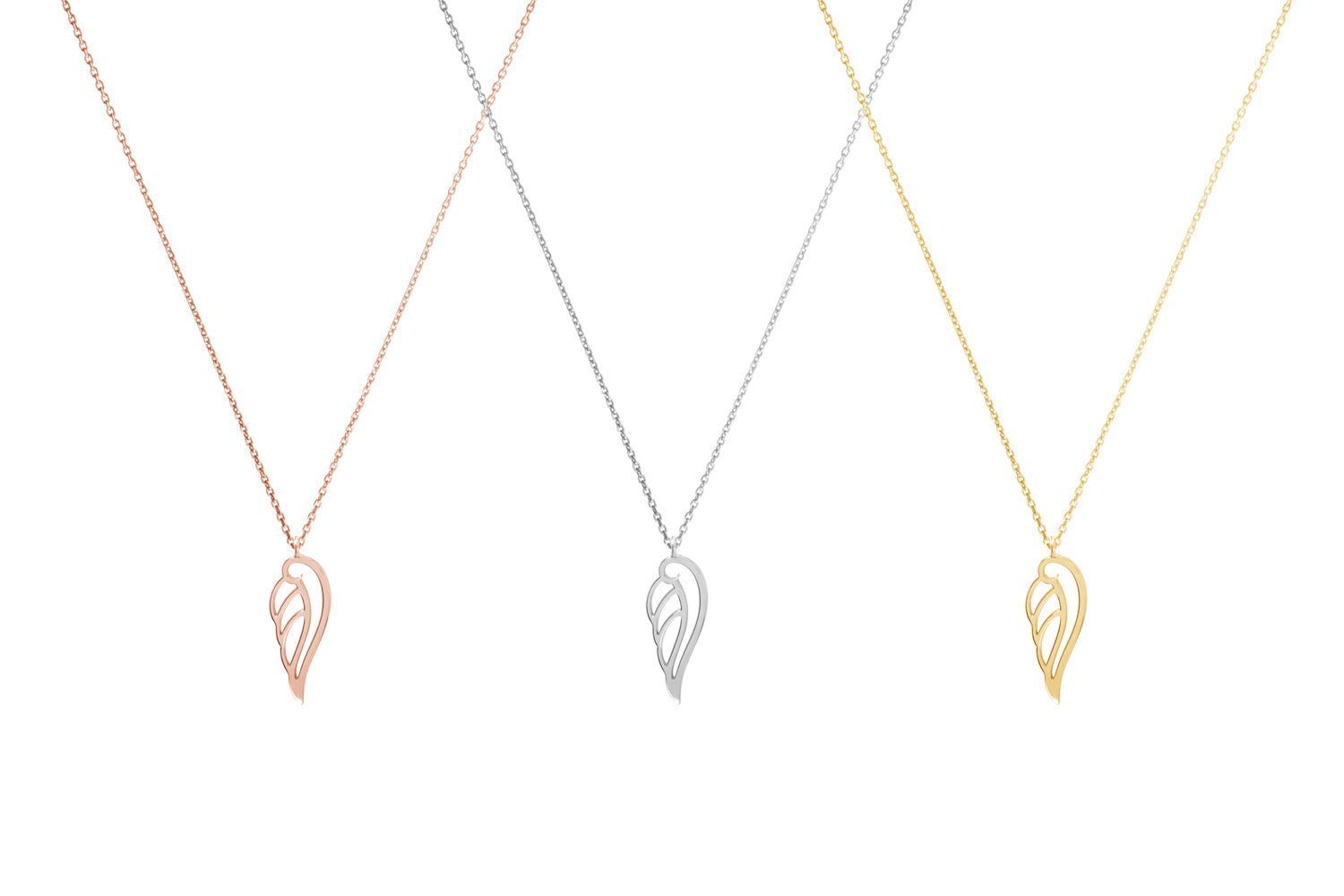 9K 14K 18K Solid Gold Angel Wing Pendant Necklace - Tiny White Gold Charm for Women - Perfect Gift for Daughter, Birthday, Anniversary - Elegant Jewelry for Everyday Wear & Special Occasions