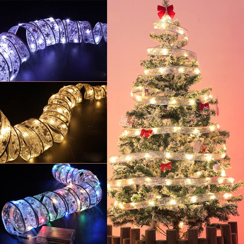 LED Christmas Tree Ribbon String Lights - Fairy Lights for Xmas Decorations, Window Curtain Lights, Glowing Party Decorations & Hanging Ornaments (Color 2) | Perfect for Holiday Home Decor, Christmas Tree Trimming & Festive Indoor/Outdoor Lighting