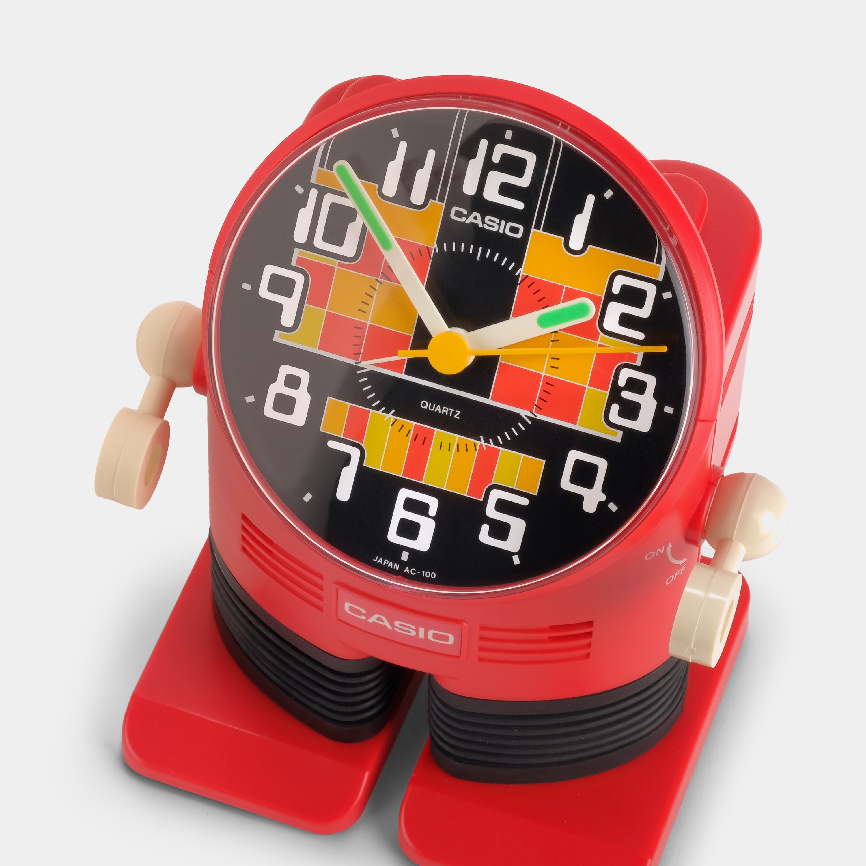 Casio AC 100 Red Robot Alarm Clock with Snooze Function - Digital LED Display for Kids & Adults - Perfect for Bedroom, Office, and Travel Use