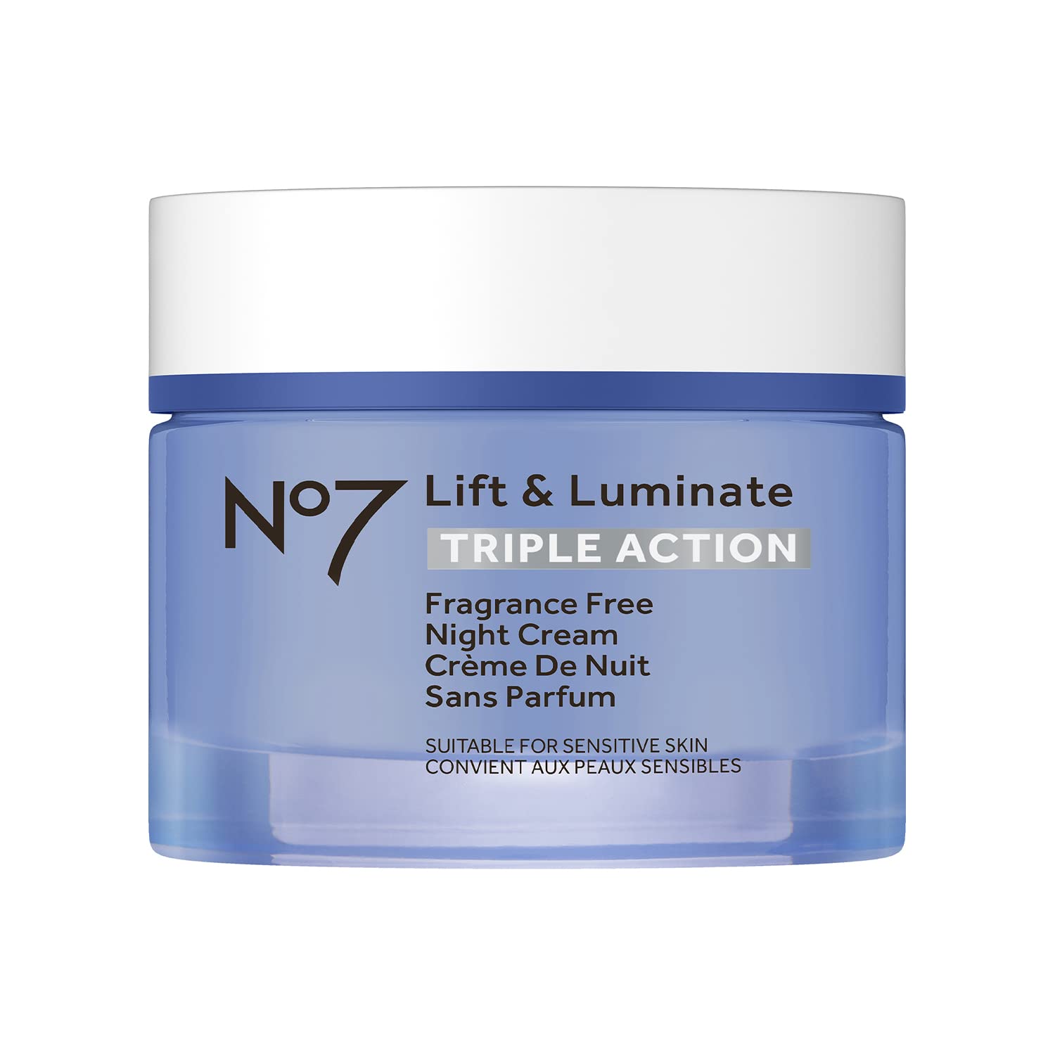 No7 Lift & Luminate Triple Action Night Cream - Fragrance-Free Anti-Wrinkle Collagen Peptide Moisturizer with Hyaluronic Acid, Hibiscus & Vitamin C for Brightening Skin (50ml) | Perfect for Nighttime Skincare Routine & Reducing Fine Lines