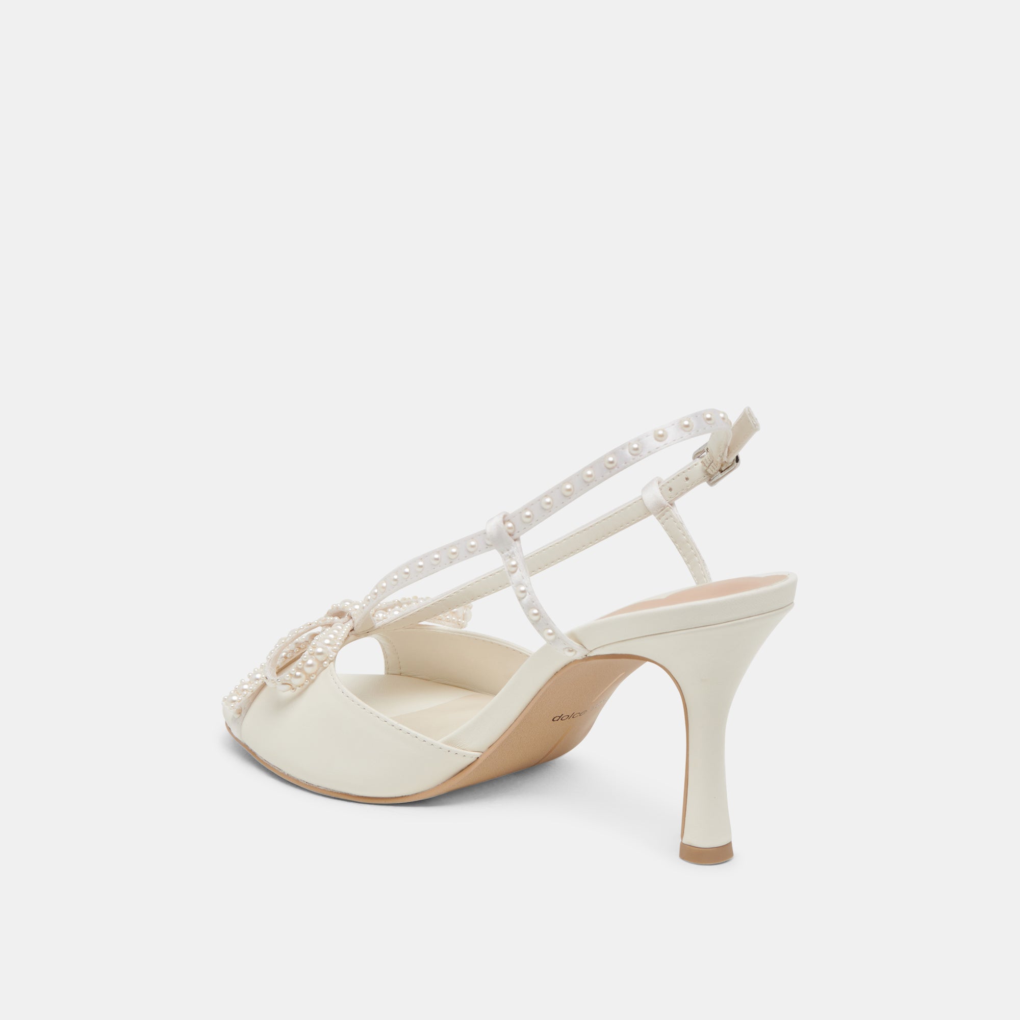 LONNY PEARL HEELS - White Satin Women's High Heels for Weddings, Parties & Special Occasions