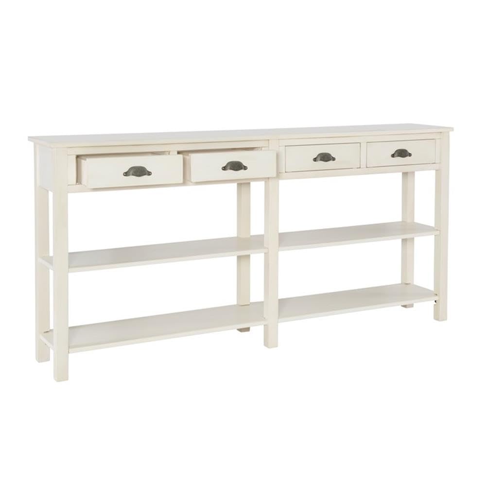 Pemberly Row Transitional Cream Birch Wood Console Table - Elegant Entryway Furniture for Hallway, Living Room & Foyer Decor