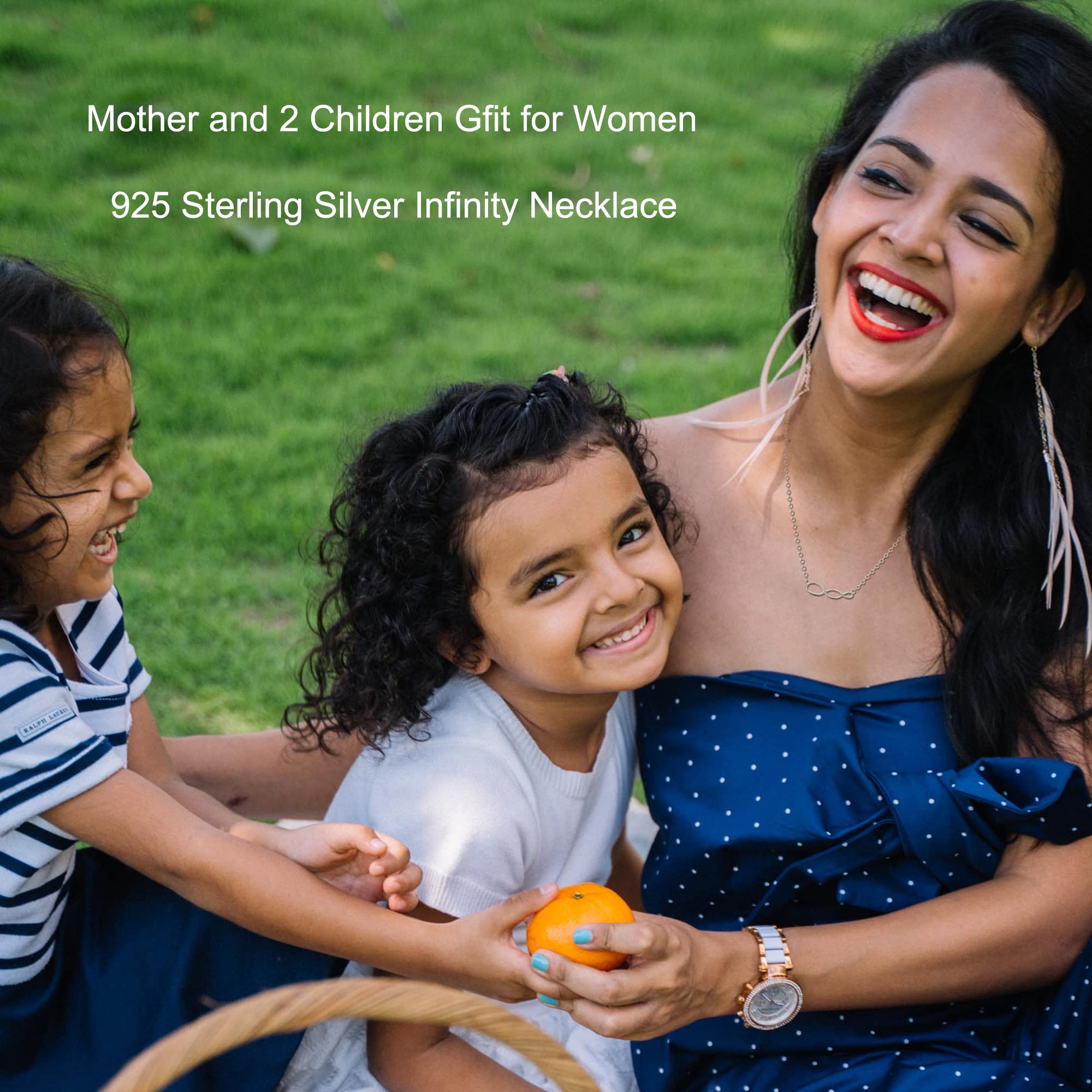 Weelody Sterling Silver Infinity Necklace for Mother and 2 Children - Heartfelt Gift for Mom from Son - Perfect for Birthdays, Mother's Day & Family Bonding Moments