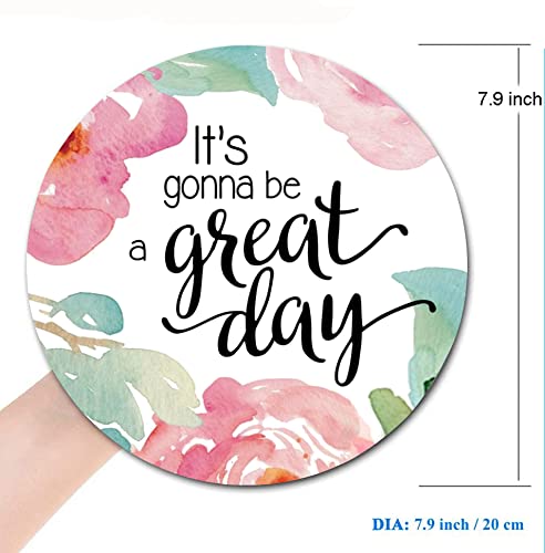 Floral Inspirational Quote Mouse Pad - Washable Round Non-Slip Rubber Base Computer Mouse Pad with Lycra Cloth for Wireless Mouse - Perfect for Office, Gaming & Home Workspace