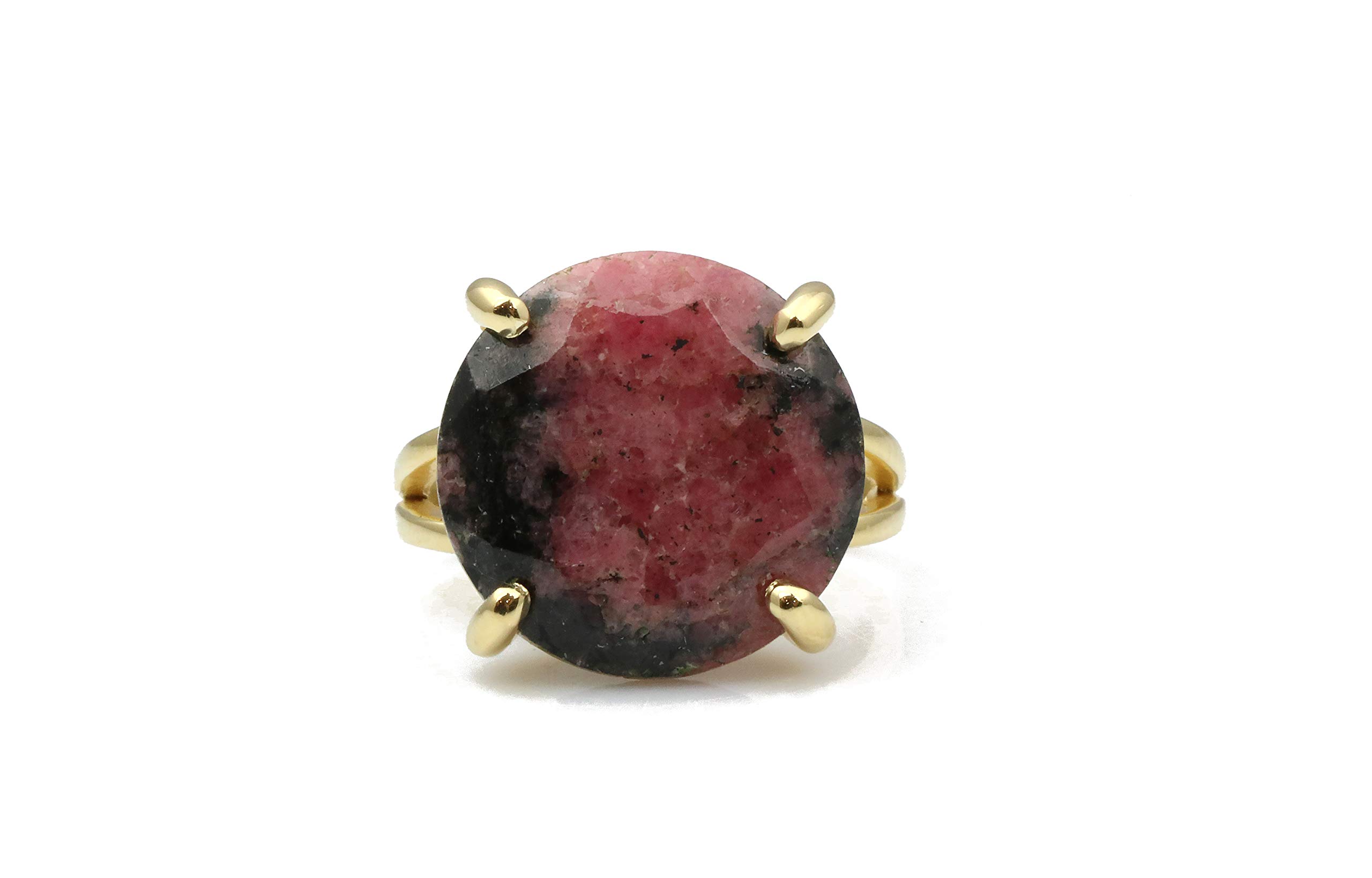 Exquisite 14k Gold-Filled Round Rhodonite Ring for Women | AA Quality Fine Jewelry | Elegant Gift for Birthday, Anniversary & Everyday Wear | Comes with Jewelry Box | Perfect for Date Nights, Office Wear & Special Occasions