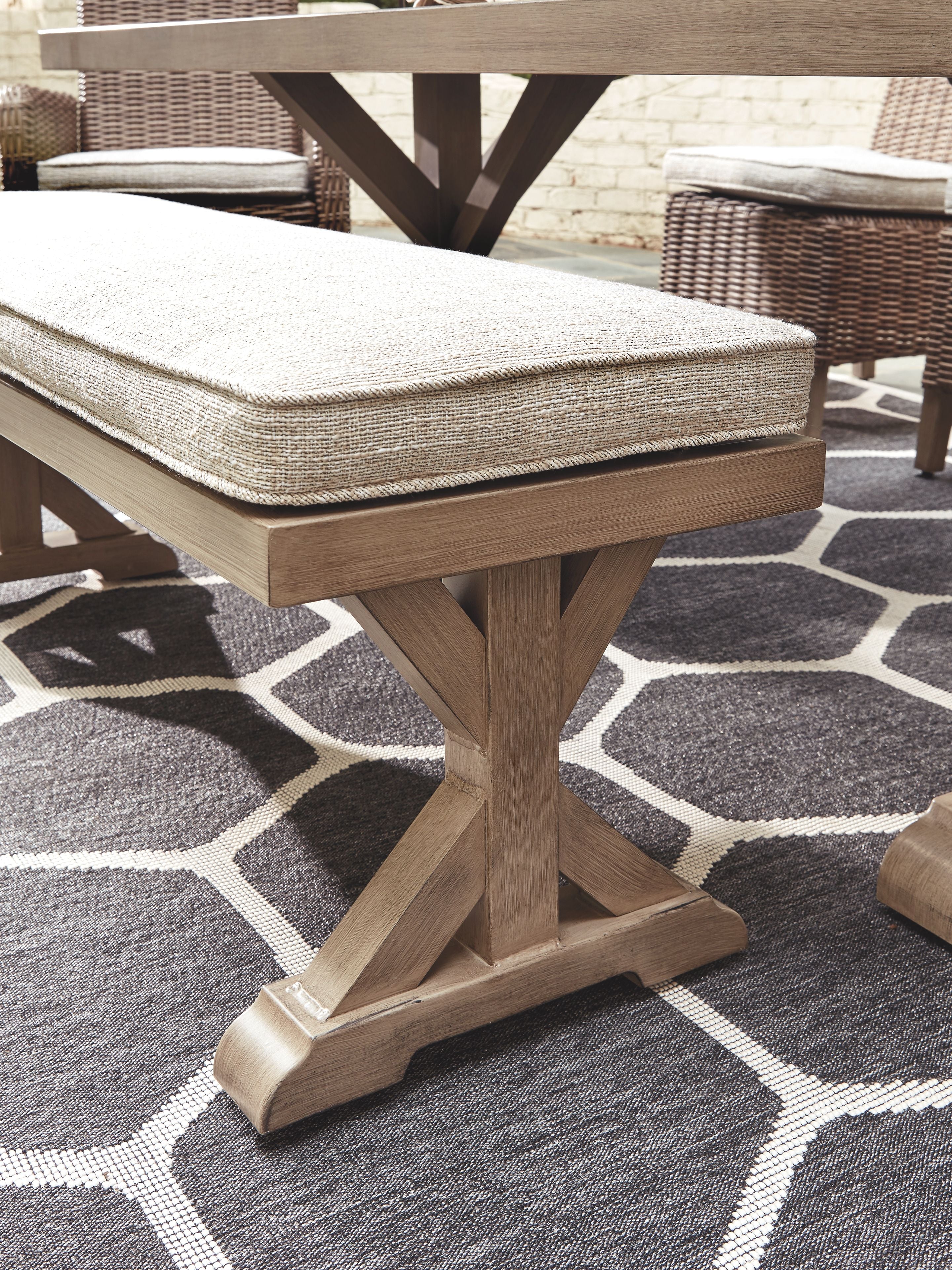 Beachcroft Bench with Cushion - Outdoor Patio Furniture for Garden, Deck, or Poolside Relaxation