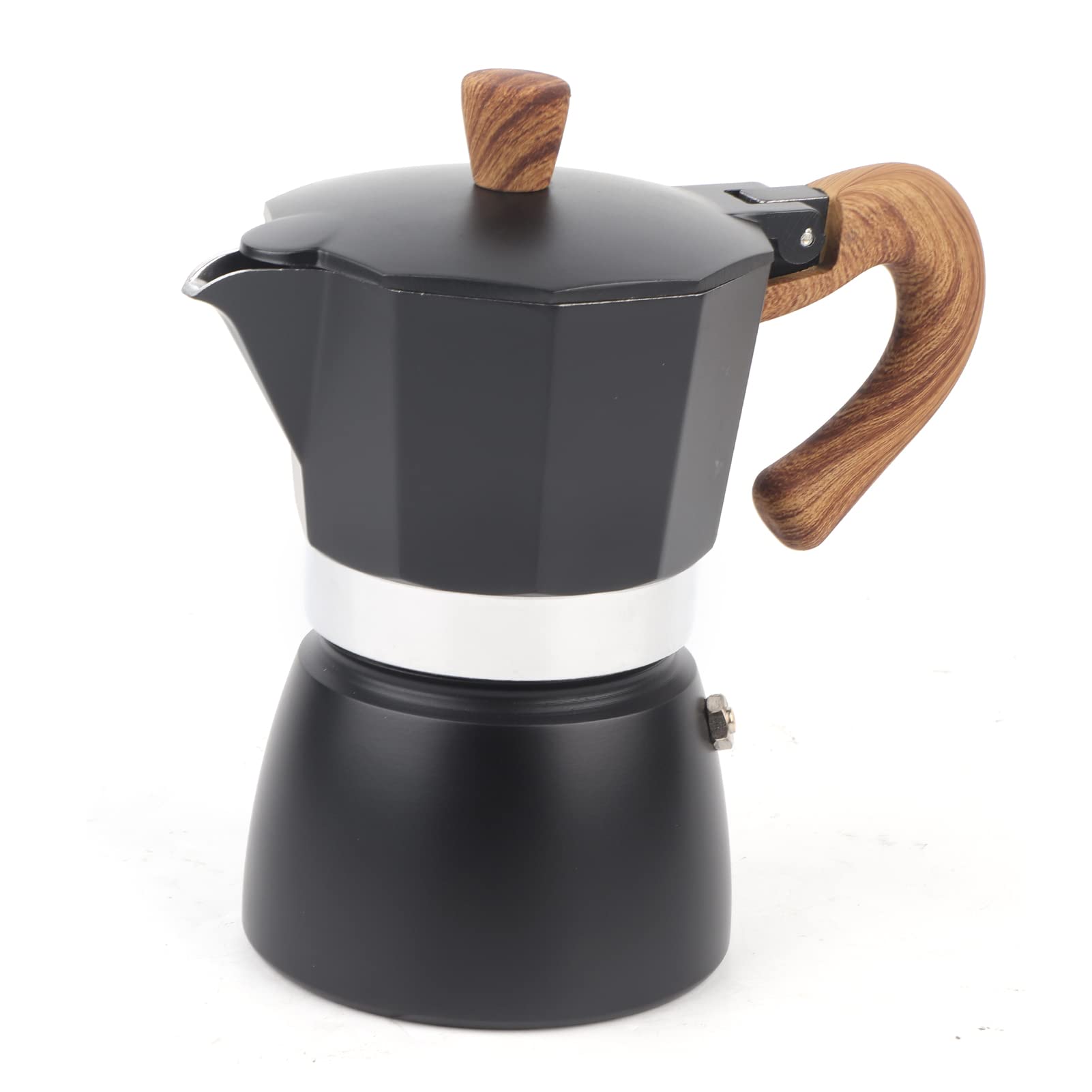 Premium Aluminum Moka Coffee Maker - Lightweight & Heat Resistant Stovetop Espresso Pot for Home, Office, Travel & Camping | Durable Kitchen Essential for Italian Coffee Lovers (Seiko Black)