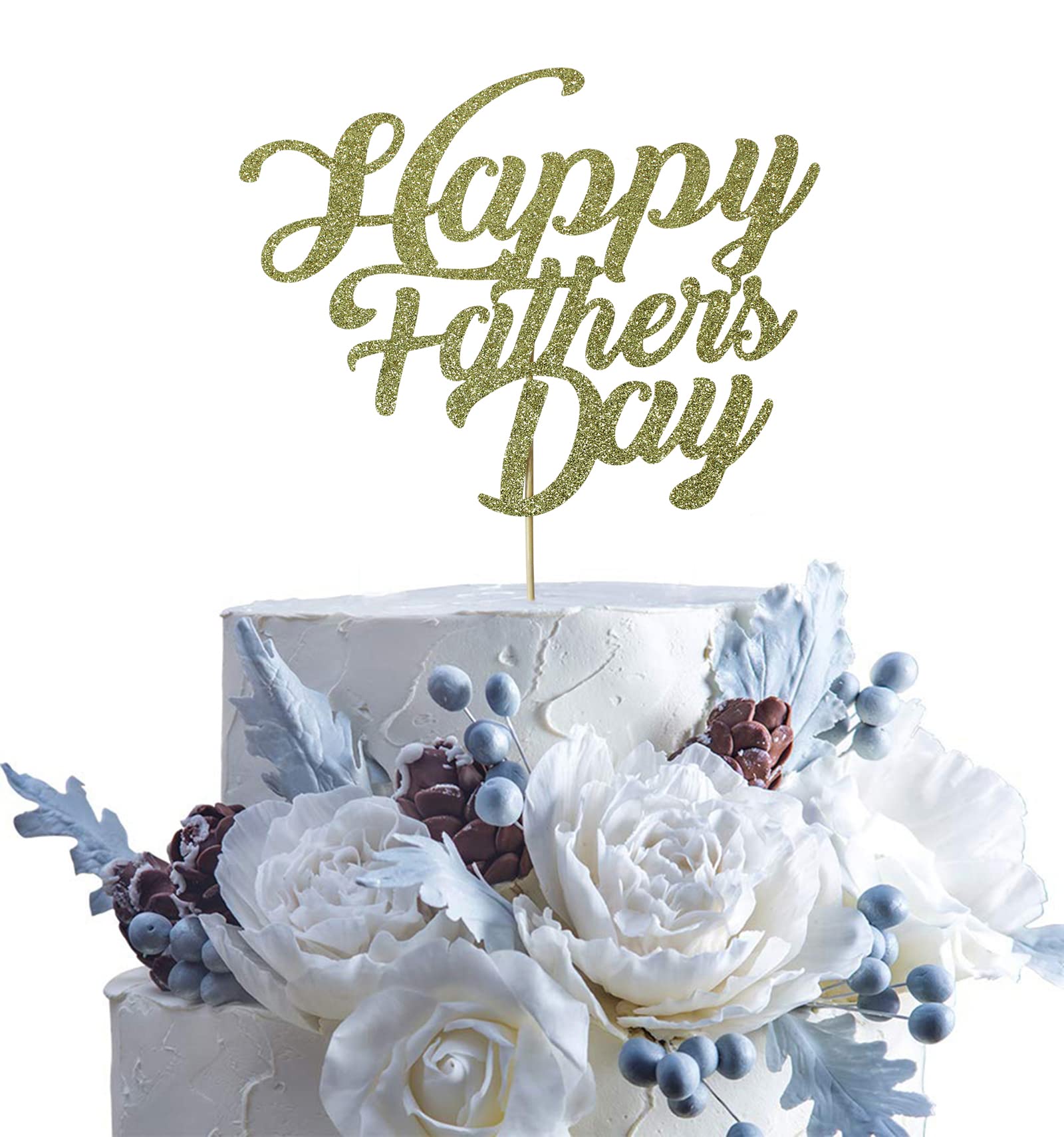 Gold Glitter Happy Father's Day Cake Topper - Elegant Party Decoration for Dad's Birthday, Retirement & Anniversary Cakes - Perfect for Father's Day Celebrations & Special Occasions