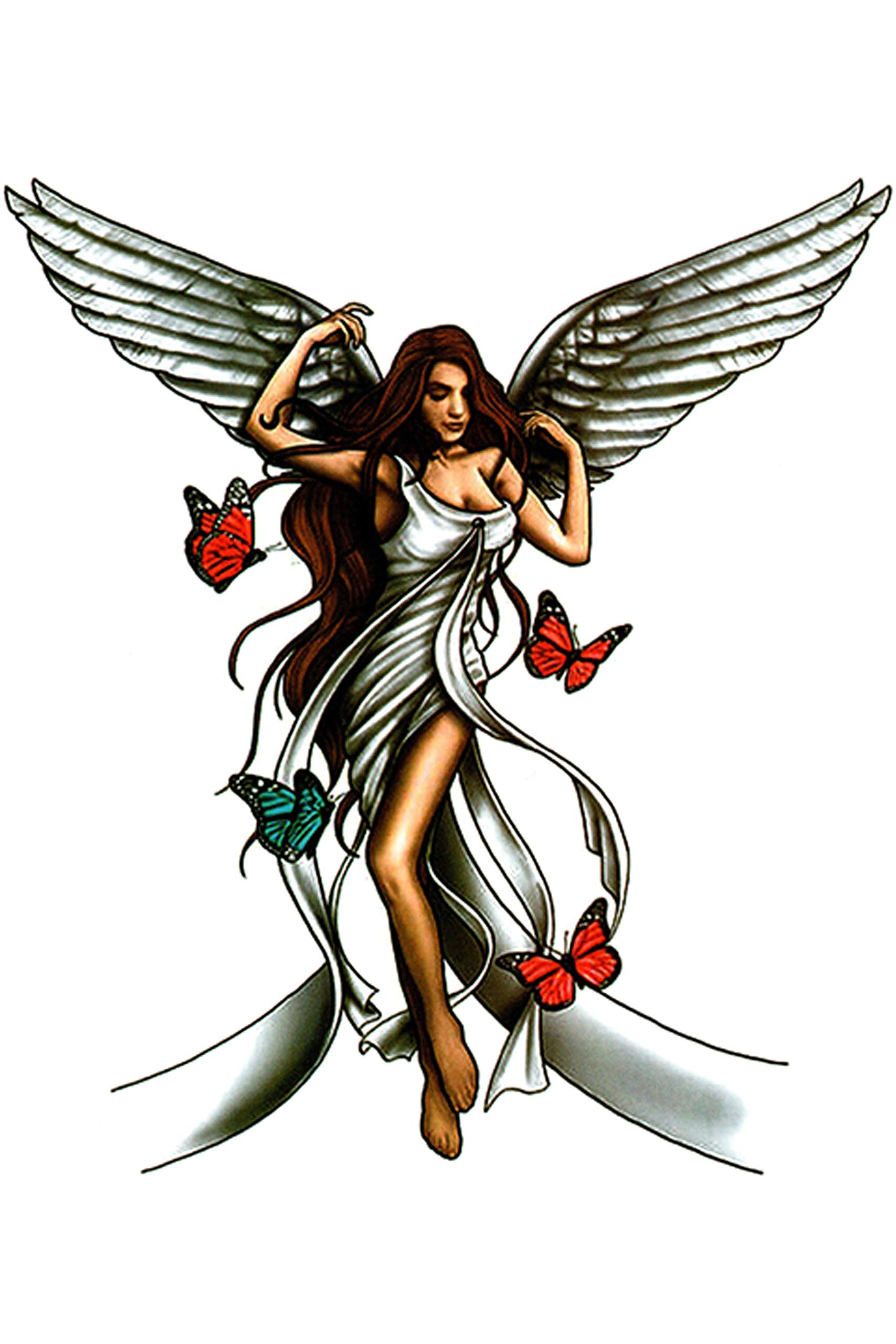 Waterproof Temporary Tattoo Stickers for Men & Women - 3D Realistic Flowers, Butterflies, Stars, Angels, Wolves & Armband Designs (21x15cm) | Perfect for Parties, Festivals, Cosplay & Body Art
