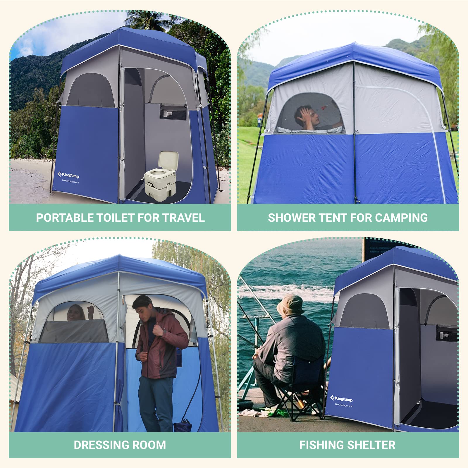 KingCamp Portable Camping Shower Tent with Waterproof Shower Bag - Lightweight Privacy Shelter for Outdoor Adventures, Beach, Hiking & RV Trips