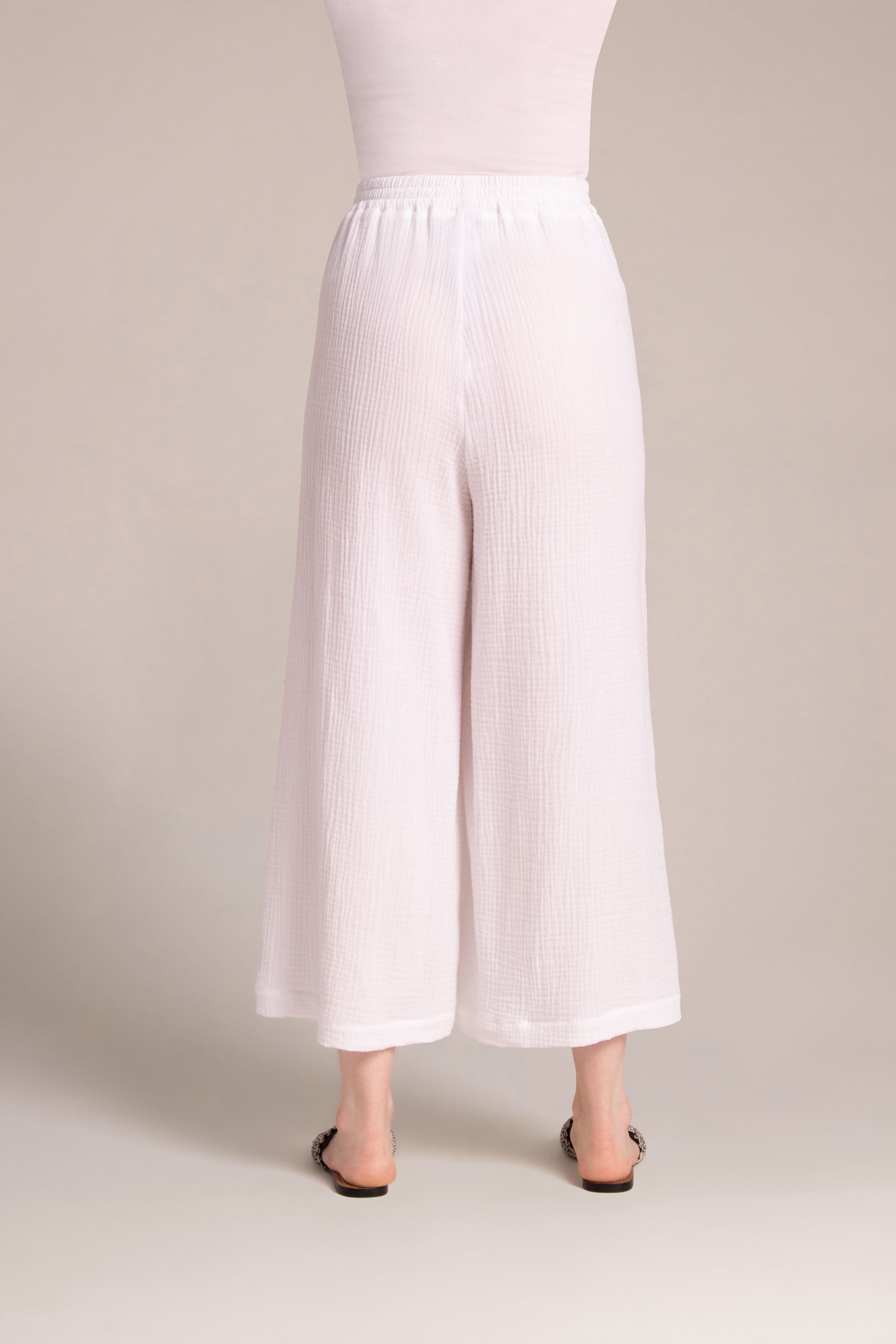 Breeze Wide Leg Crop Pants - Soft & Comfortable High Waist Linen Pants for Women | Perfect for Summer, Beach, and Casual Outfits | White
