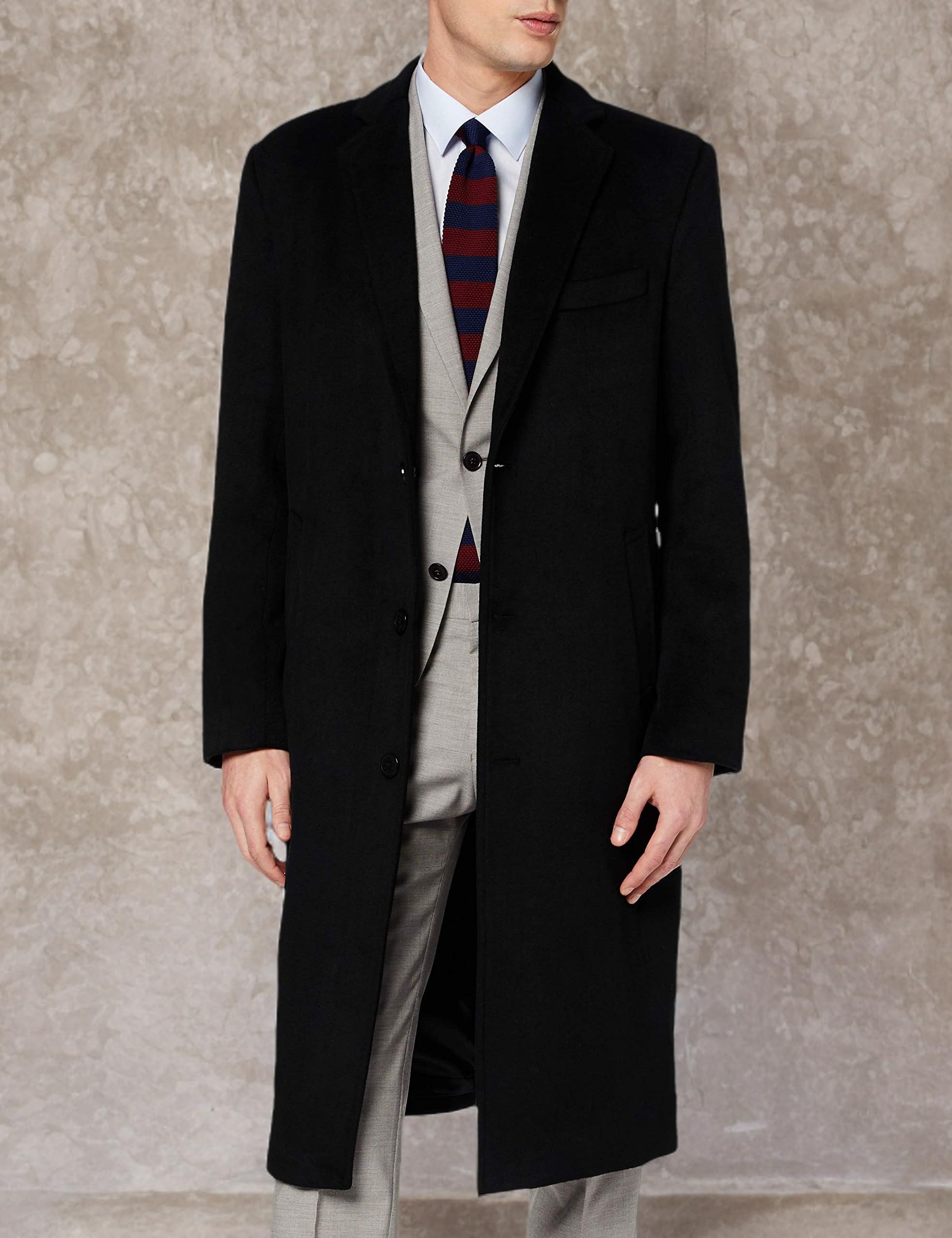 Men's Black Wool & Cashmere Overcoat - Warm Winter Mod Coat with Black Lining | Formal Outerwear for Office, Business Meetings & Special Occasions