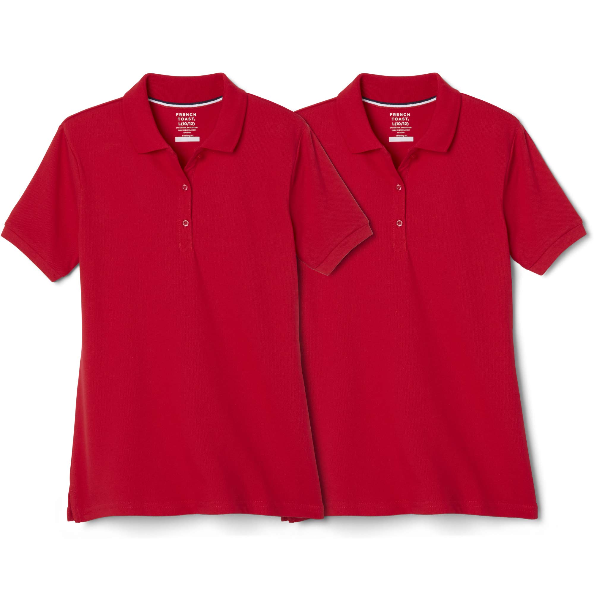 French Toast Girls' Short Sleeve Stretch Pique Polo Shirt - 2 Pack Set | Comfortable School Uniform & Playdate Outfits for Active Kids