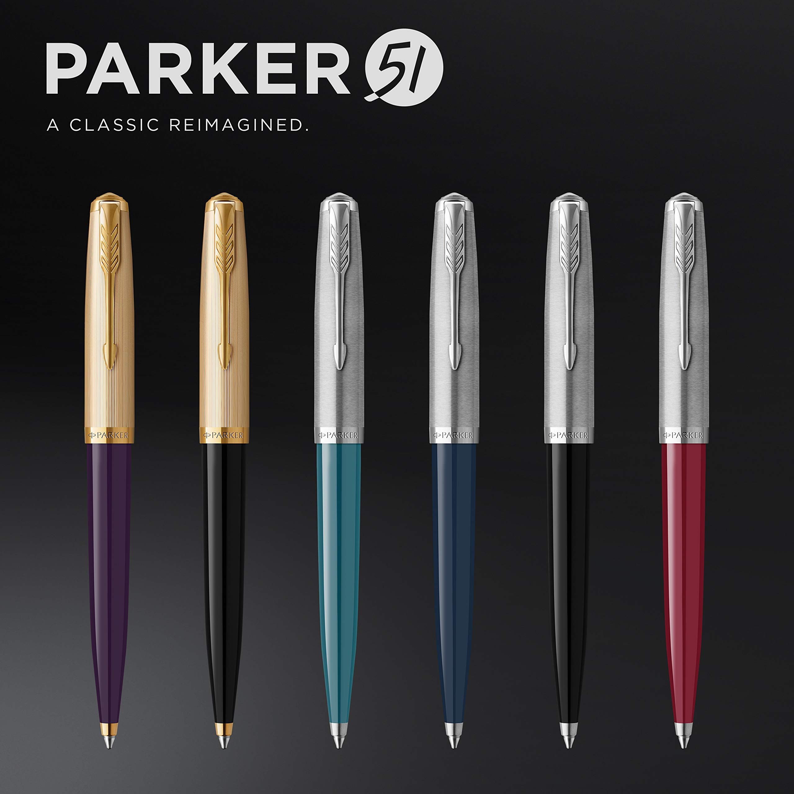 Parker 51 Ballpoint Pen - Deluxe Plum Barrel with Gold Trim, Medium 18k Gold Nib & Black Ink Refill | Luxury Writing Instrument for Professionals & Gifts | Perfect for Office, Business Meetings & Special Occasions